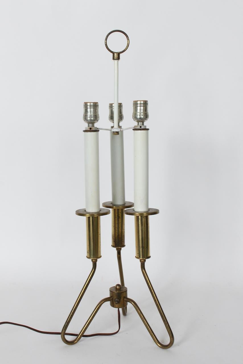 Gerald Thurston pour Lightolier Lampe à trois chandeliers en laiton en vente 3