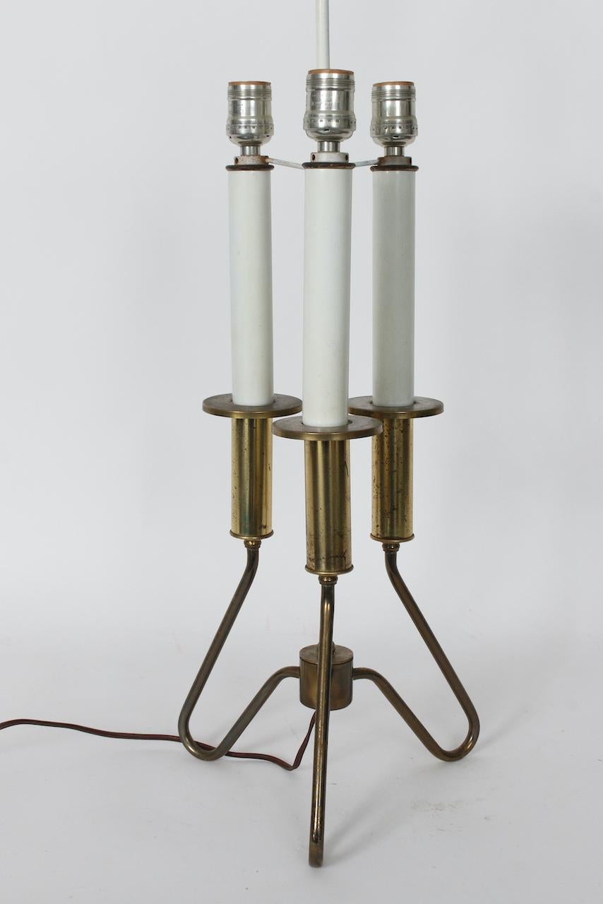 Gerald Thurston pour Lightolier Lampe à trois chandeliers en laiton en vente 5