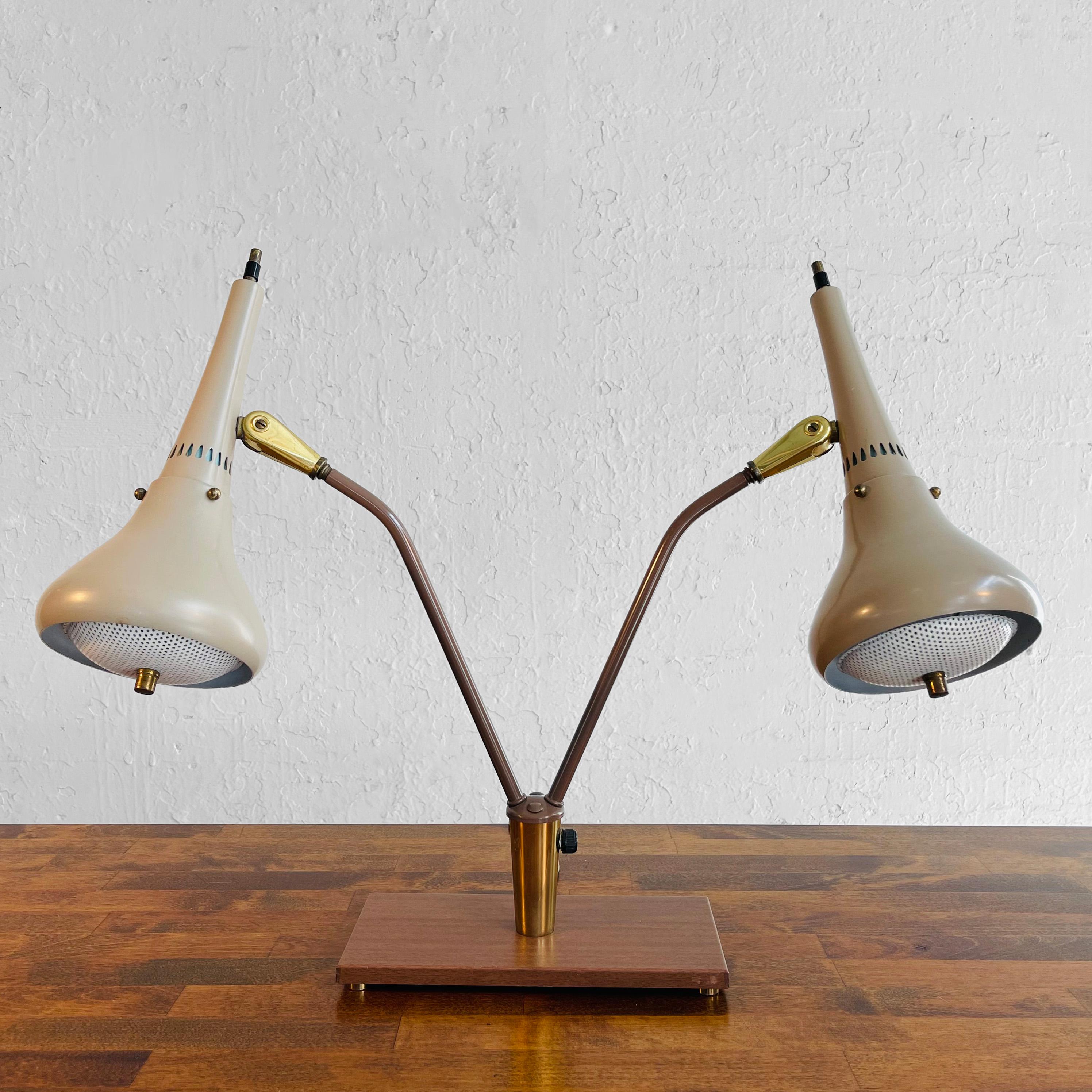 Gerald Thurston for Lightolier Double Desk Lamp For Sale 3