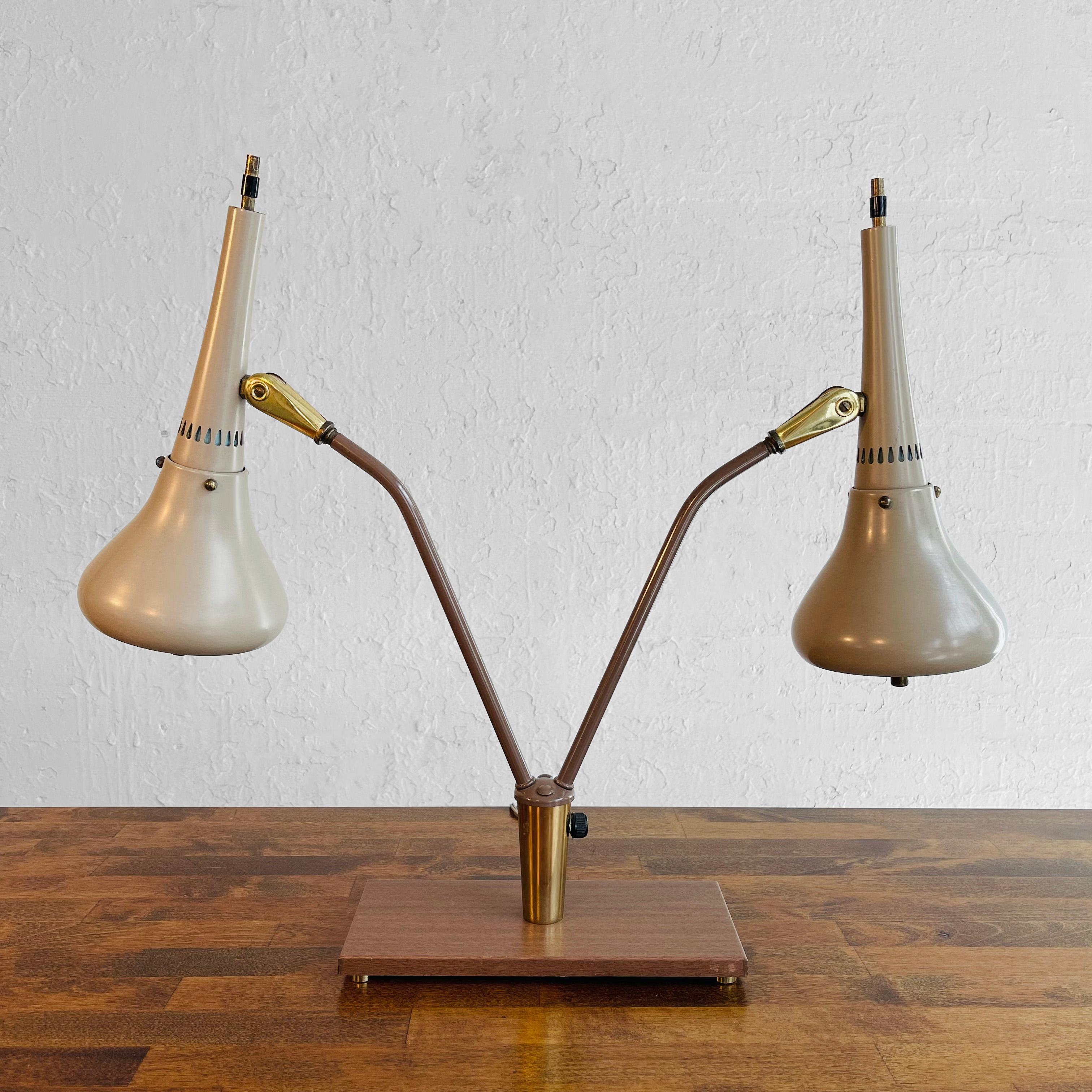 Mid-Century Modern Gerald Thurston for Lightolier Double Desk Lamp For Sale