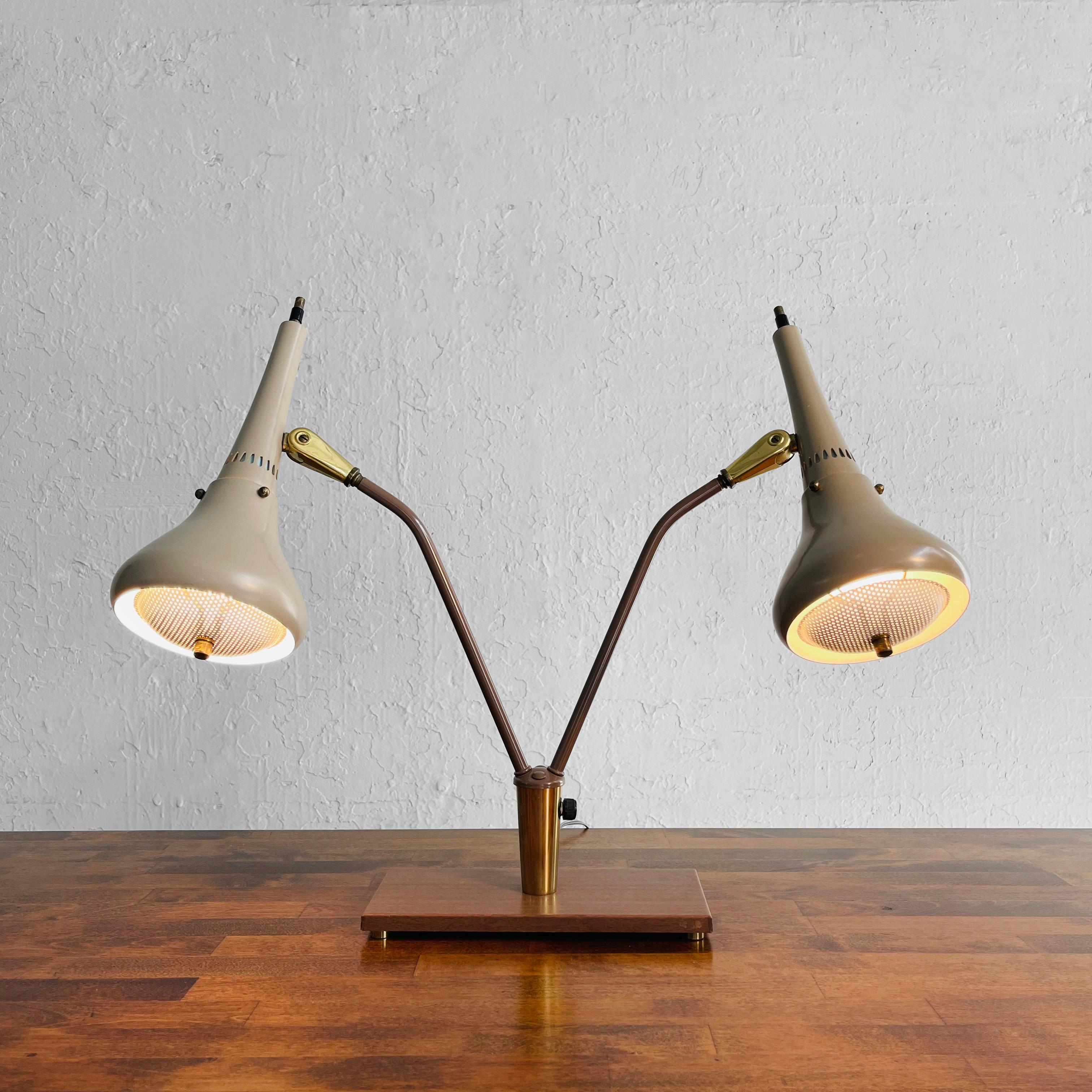 American Gerald Thurston for Lightolier Double Desk Lamp For Sale