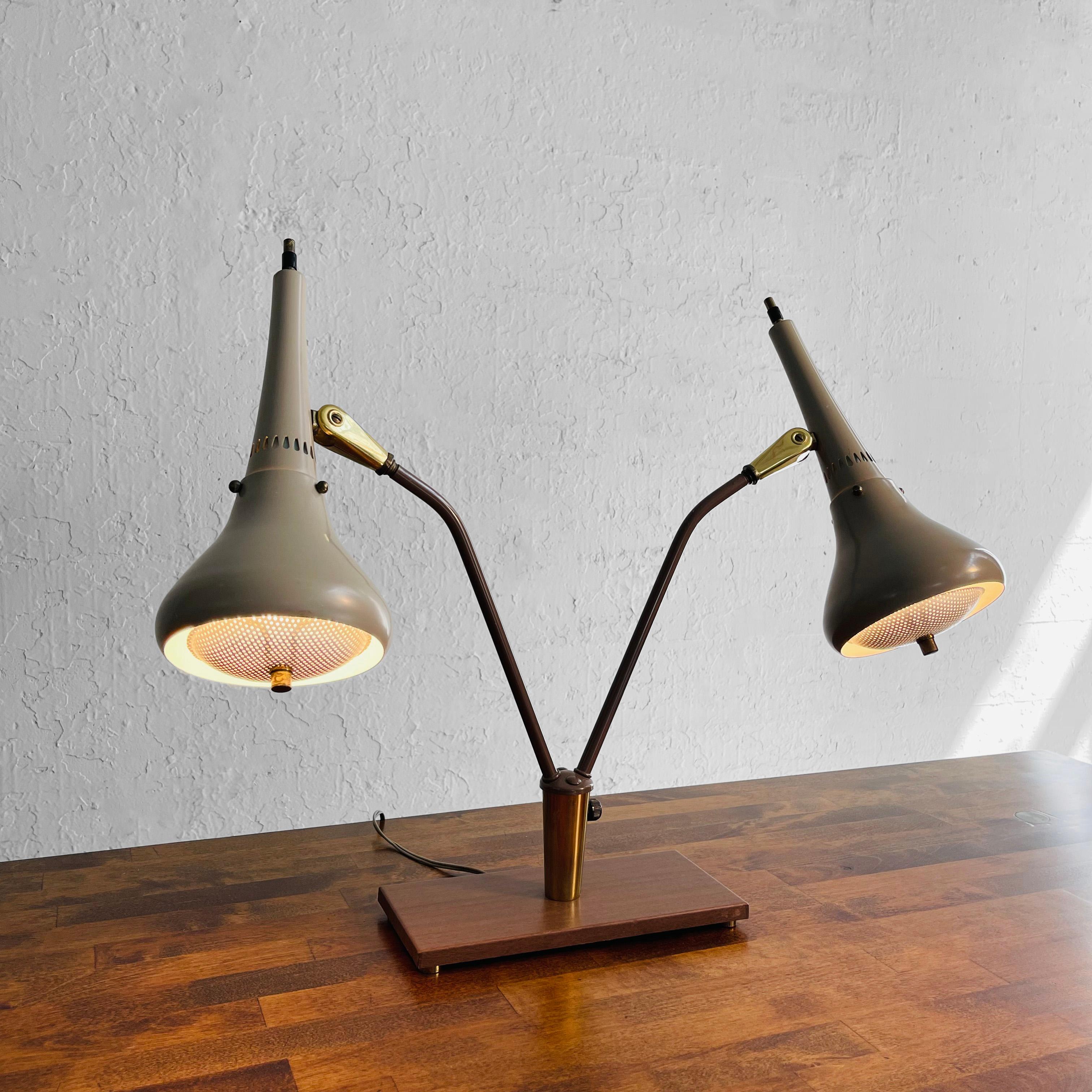 20th Century Gerald Thurston for Lightolier Double Desk Lamp For Sale