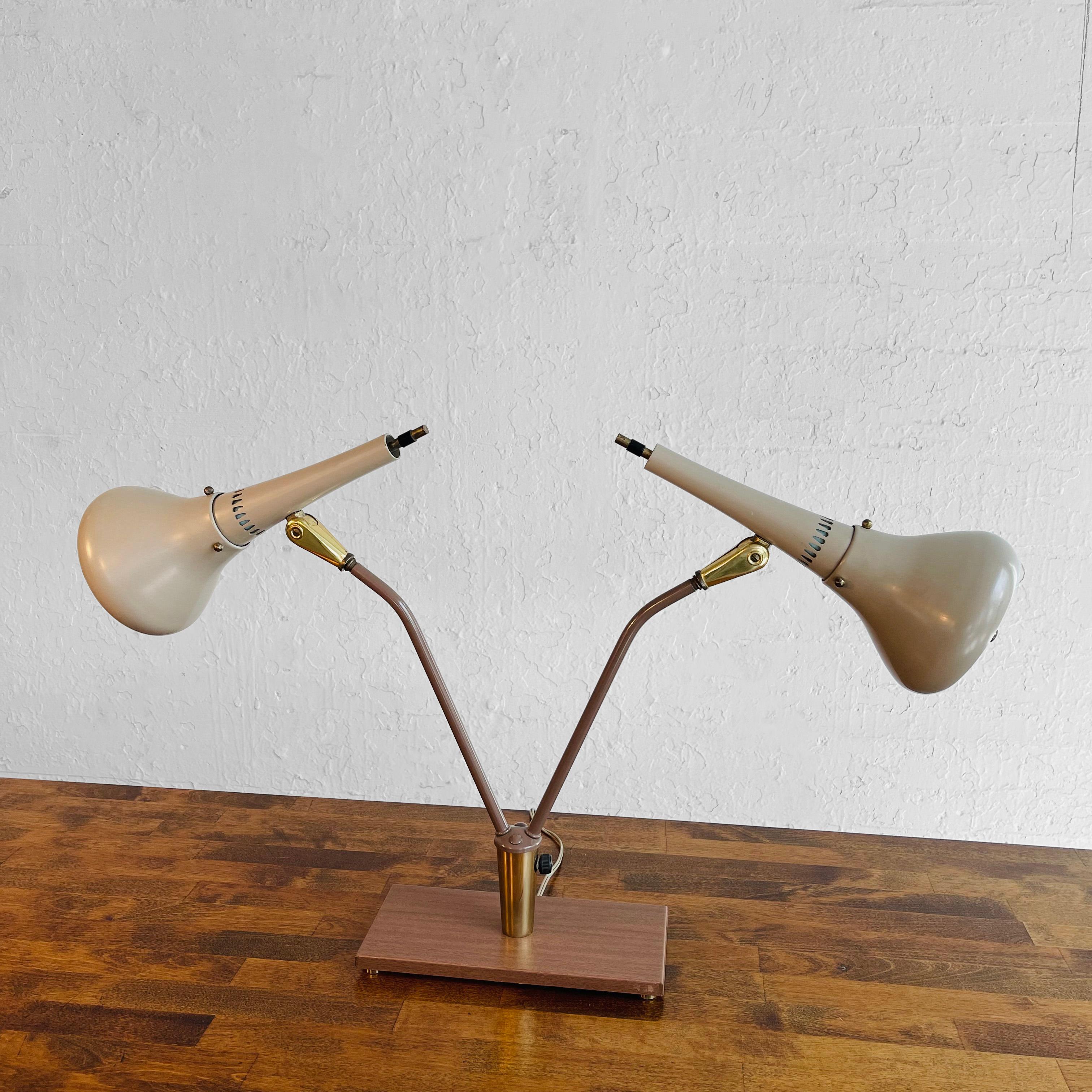 Metal Gerald Thurston for Lightolier Double Desk Lamp For Sale