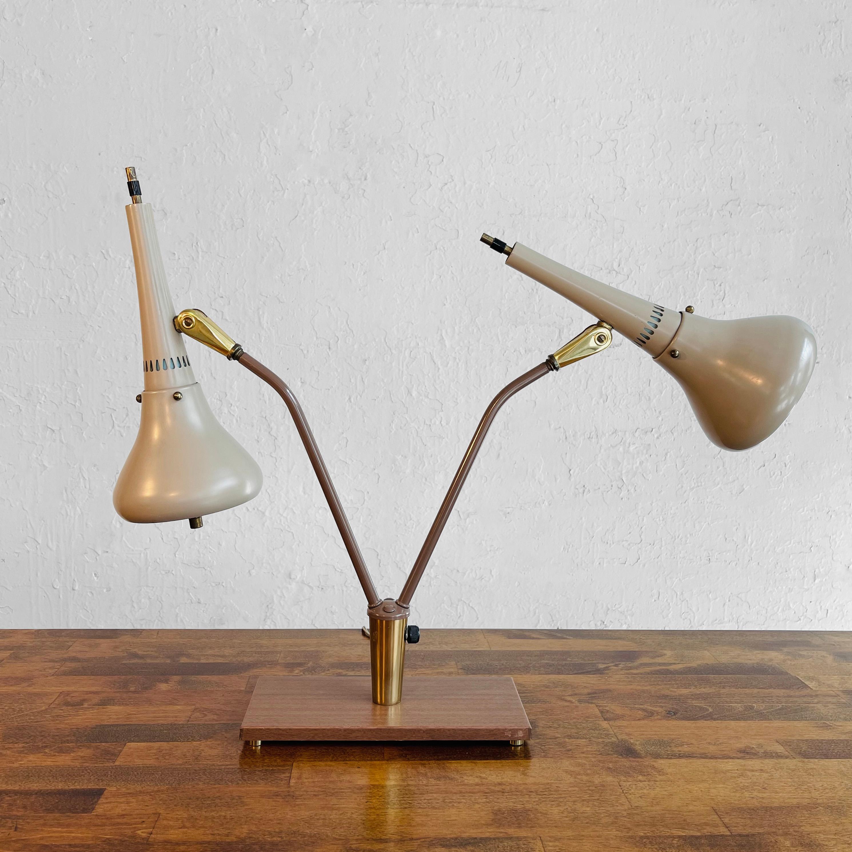 Gerald Thurston for Lightolier Double Desk Lamp For Sale 1