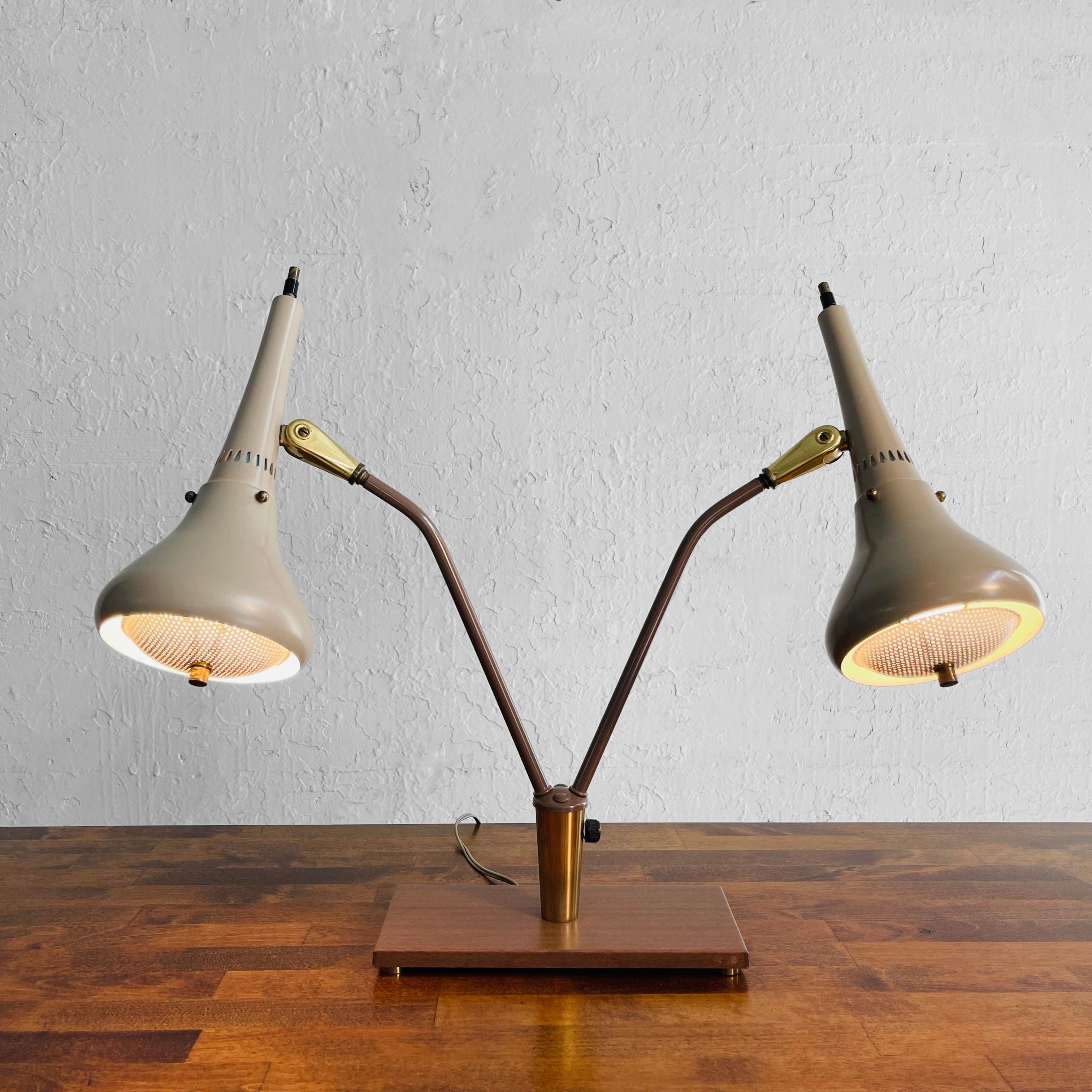 Gerald Thurston for Lightolier Double Desk Lamp For Sale 2