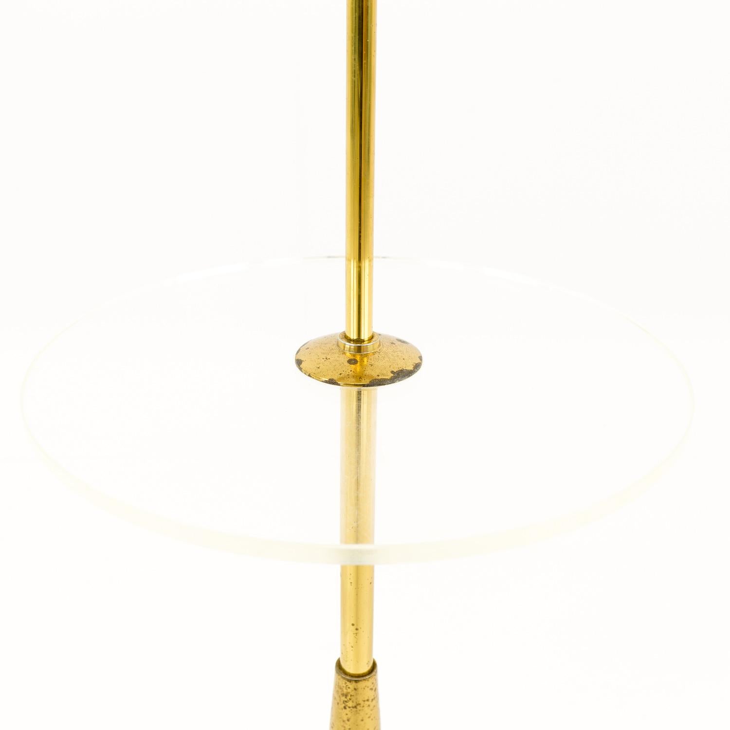 American Gerald Thurston for Lightolier Mid Century Brass and Lucite Rocket Floor Lamp For Sale