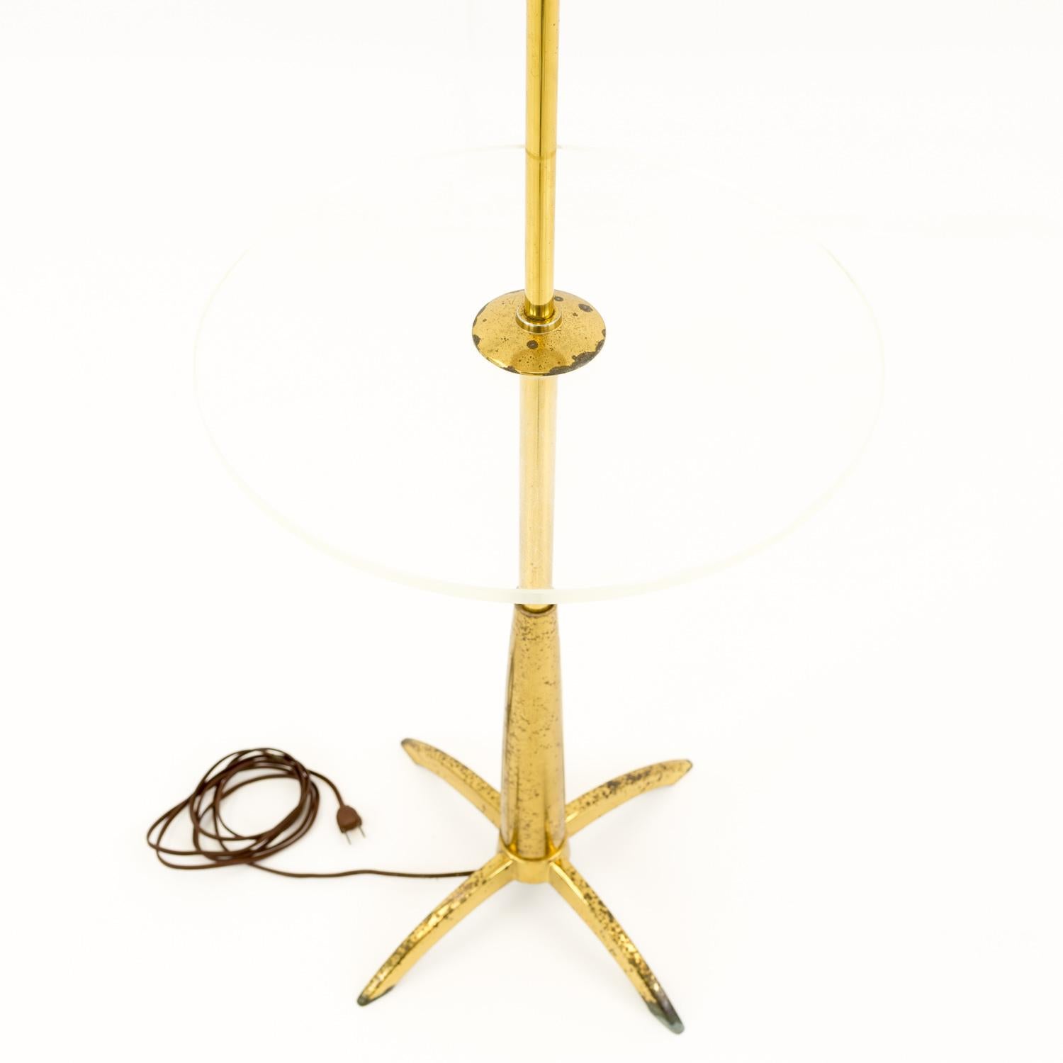 Late 20th Century Gerald Thurston for Lightolier Mid Century Brass and Lucite Rocket Floor Lamp For Sale