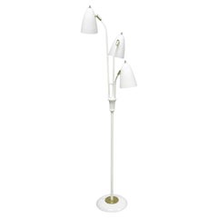 Gerald Thurston for Lightolier Mid Century Modern White Metal Pole Floor Lamp