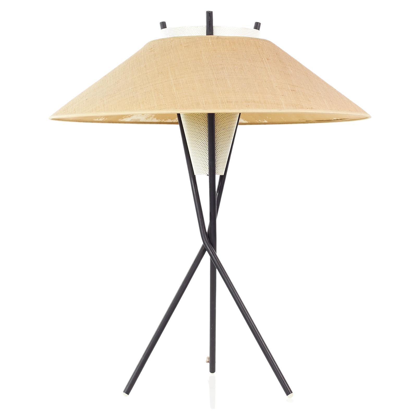 Mid Century Wood Tripod Base Table Lamp at 1stDibs