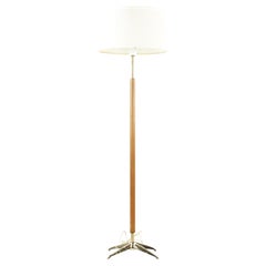 Gerald Thurston for Lightolier  Mid Century Walnut and Brass Floor Lamp