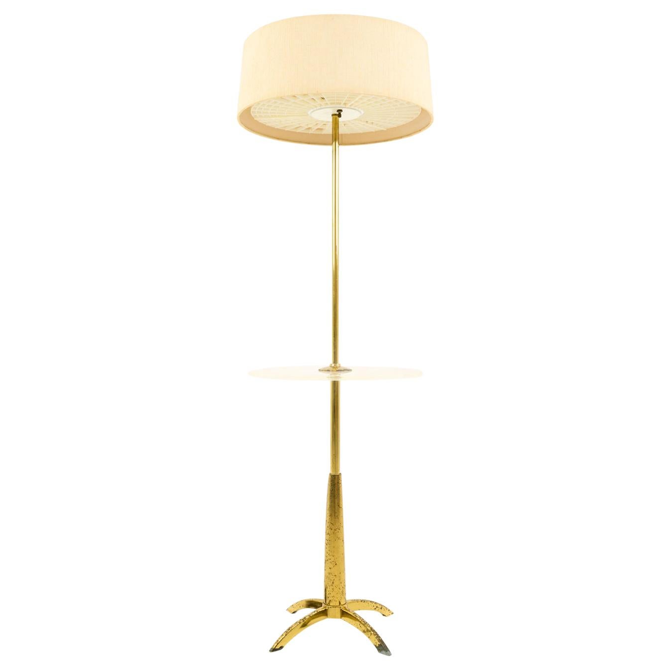 Gerald Thurston for Lightolier Mid Century Brass and Lucite Rocket Floor Lamp For Sale