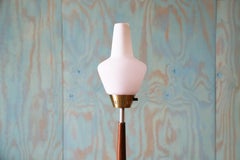 Gerald Thurston for Lightolier Scandia Brass Milk Glass Vintage Table Lamp