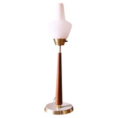 Gerald Thurston for Lightolier Scandia Brass Milk Glass Vintage Table Lamp