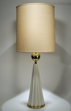 Lampada da tavolo scultorea in porcellana e ottone Sputnik di Gerald Thurston per Lightolier