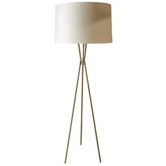 Retro Gerald Thurston for Lightolier Style Brass Tripod Floor Lamp, circa 1965