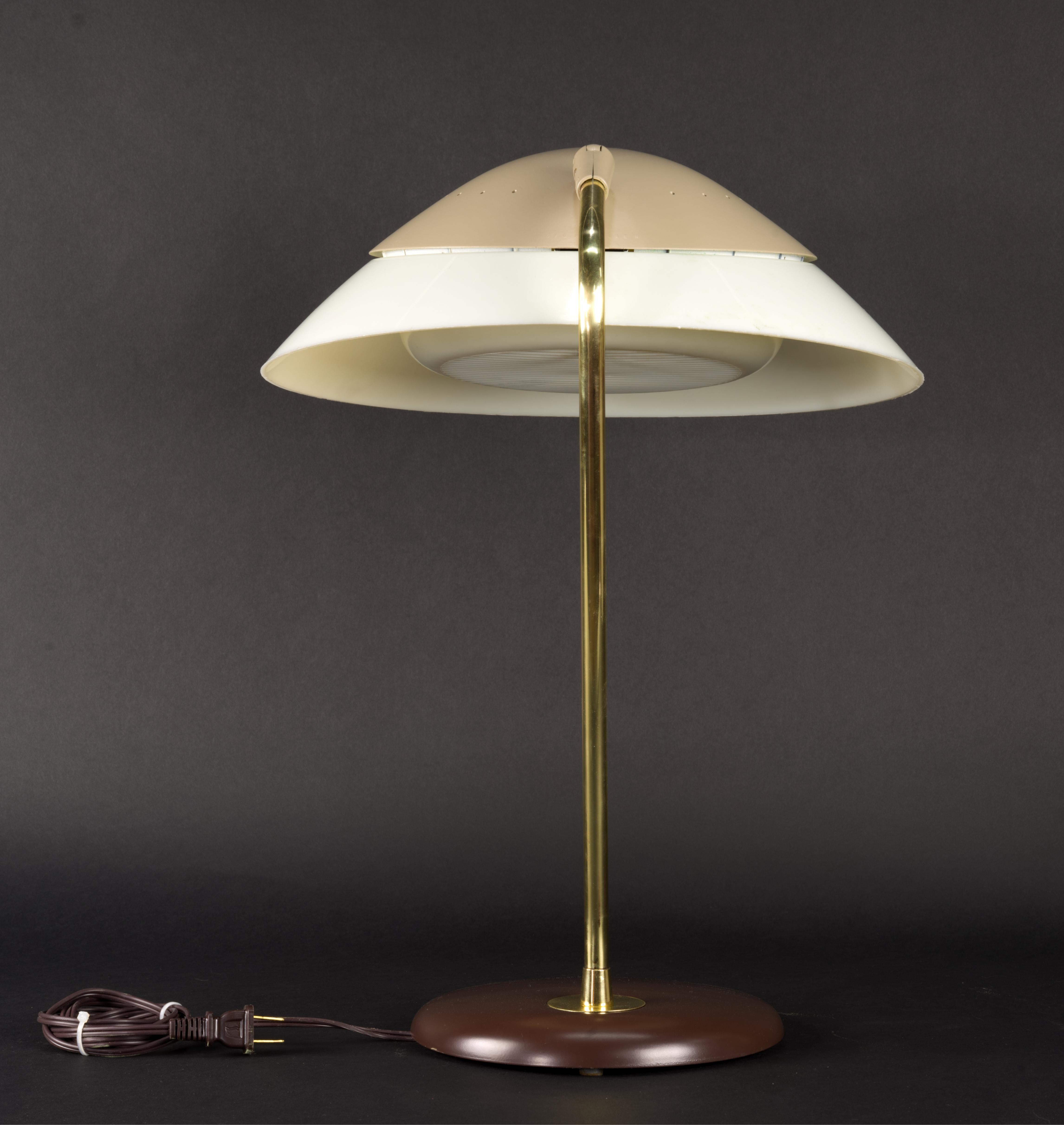 Mid-Century Modern Gerald Thurston for Lightolier Taupe Cap, Restored For Sale