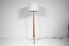 Gerald Thurston for Lightolier Walnut & Bright Tripod Floor Lamp, Circa 1960