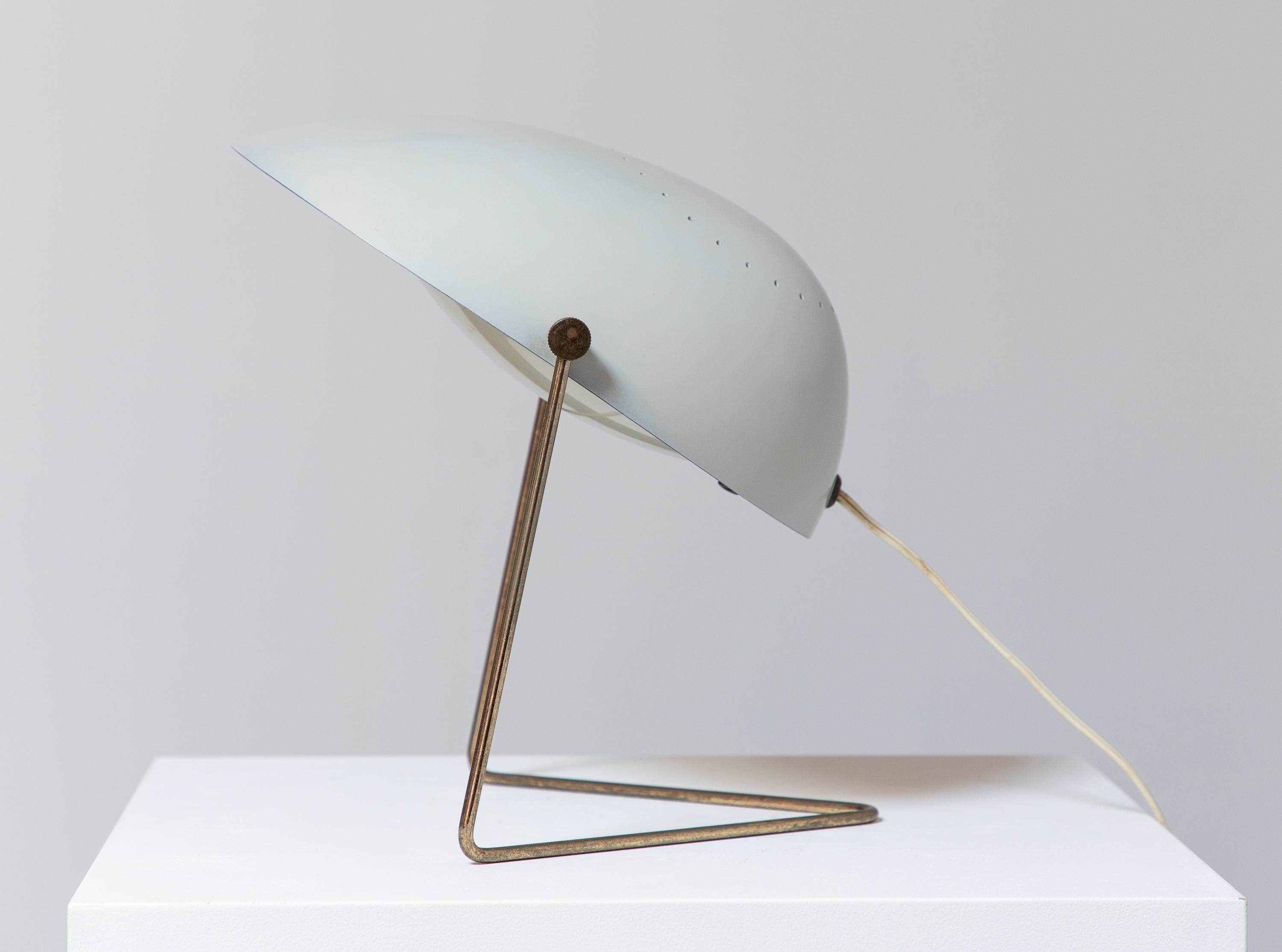 American Gerald Thurston for Lightolier White Cricket Lamps - Pair For Sale