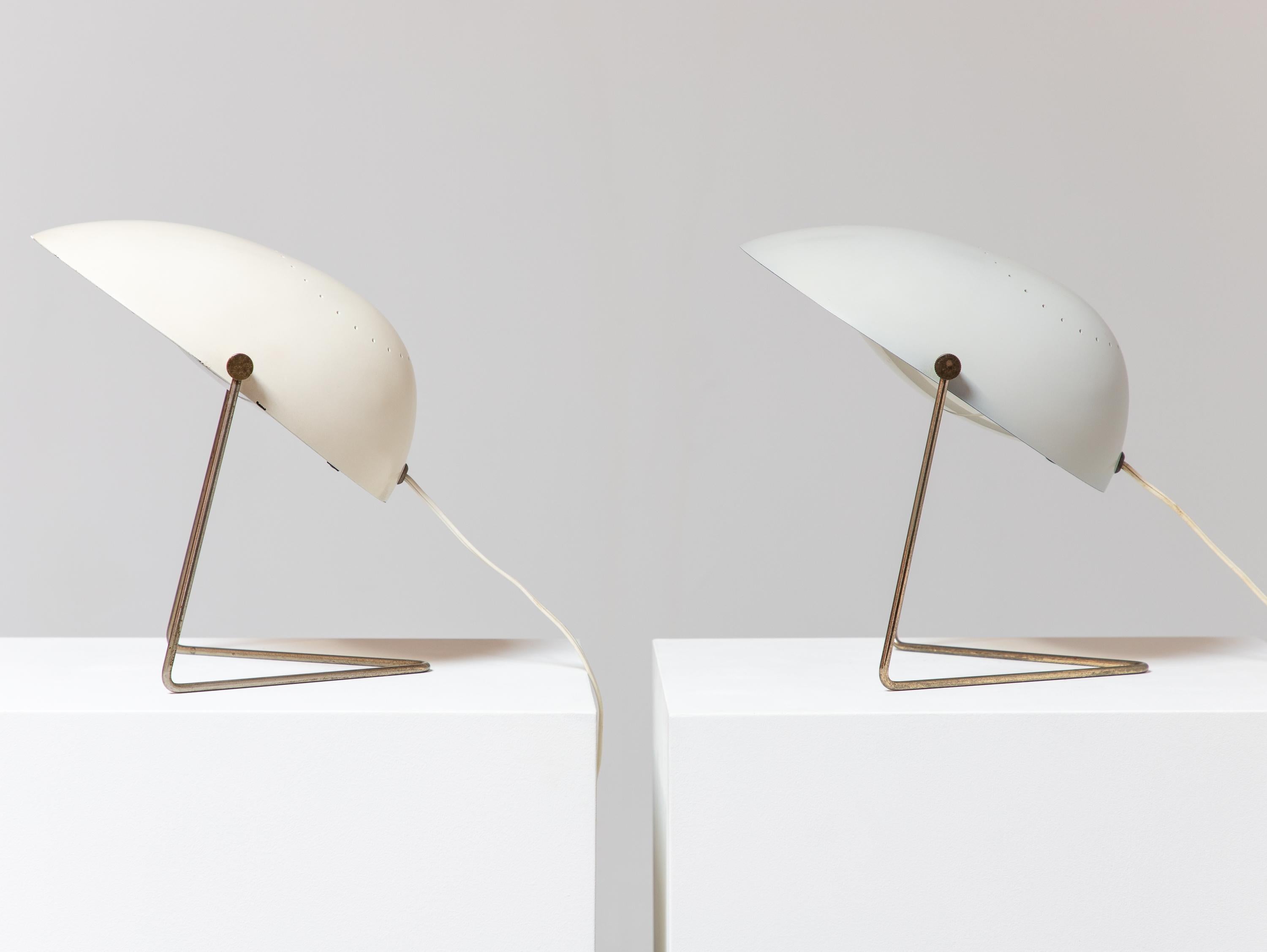 Enameled Gerald Thurston for Lightolier White Cricket Lamps - Pair For Sale