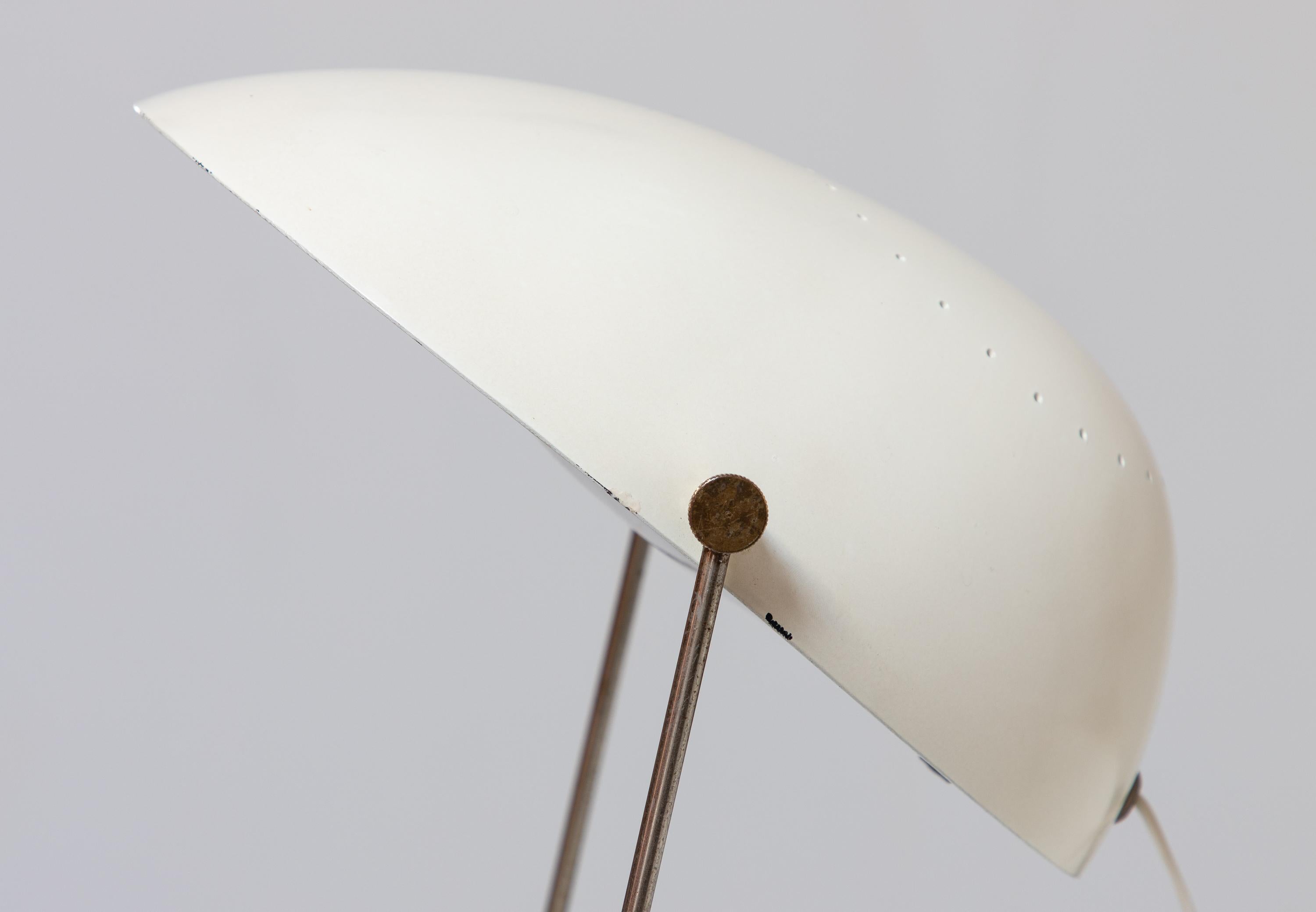 Metal Gerald Thurston for Lightolier White Cricket Lamps - Pair For Sale