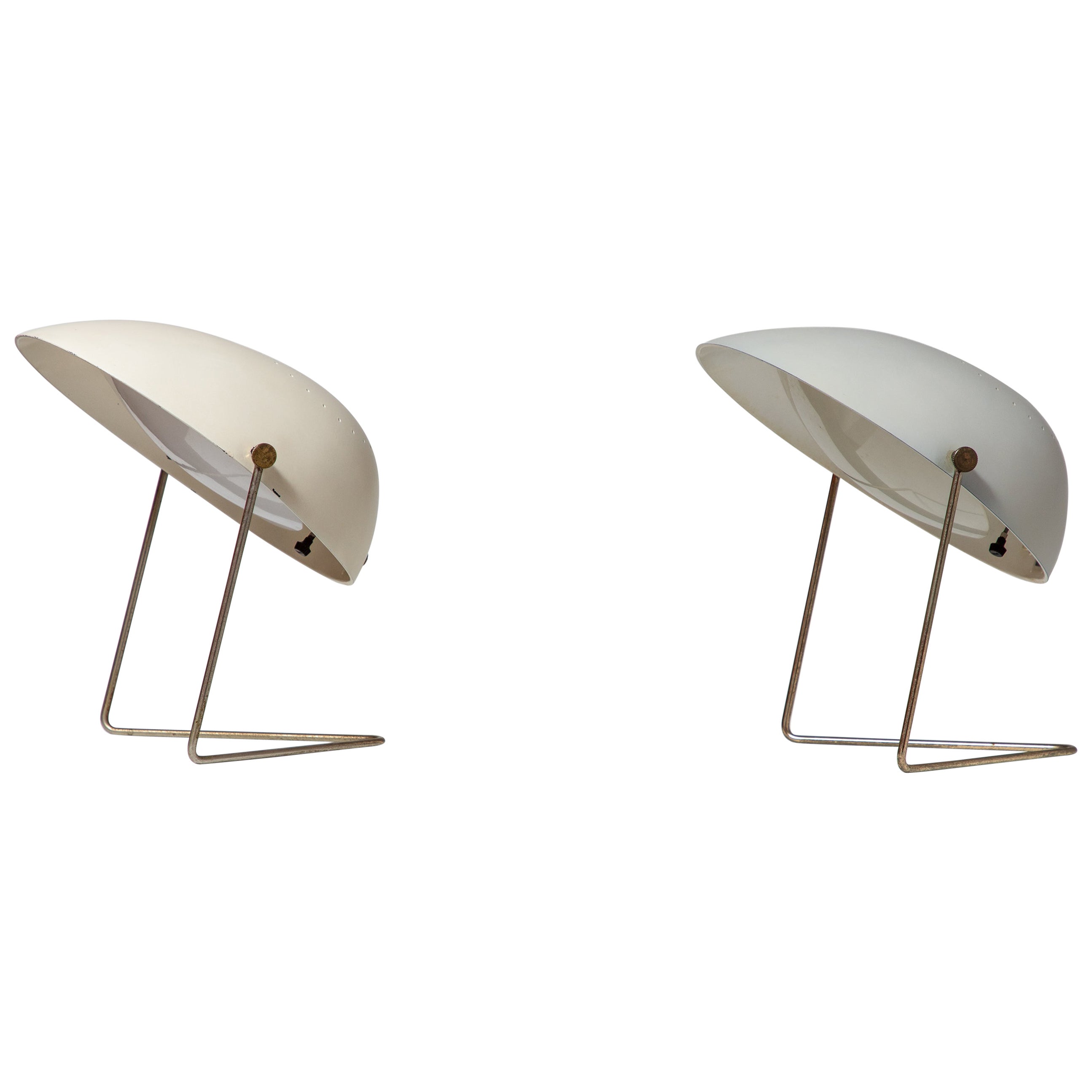 Gerald Thurston for Lightolier White Cricket Lamps - Pair