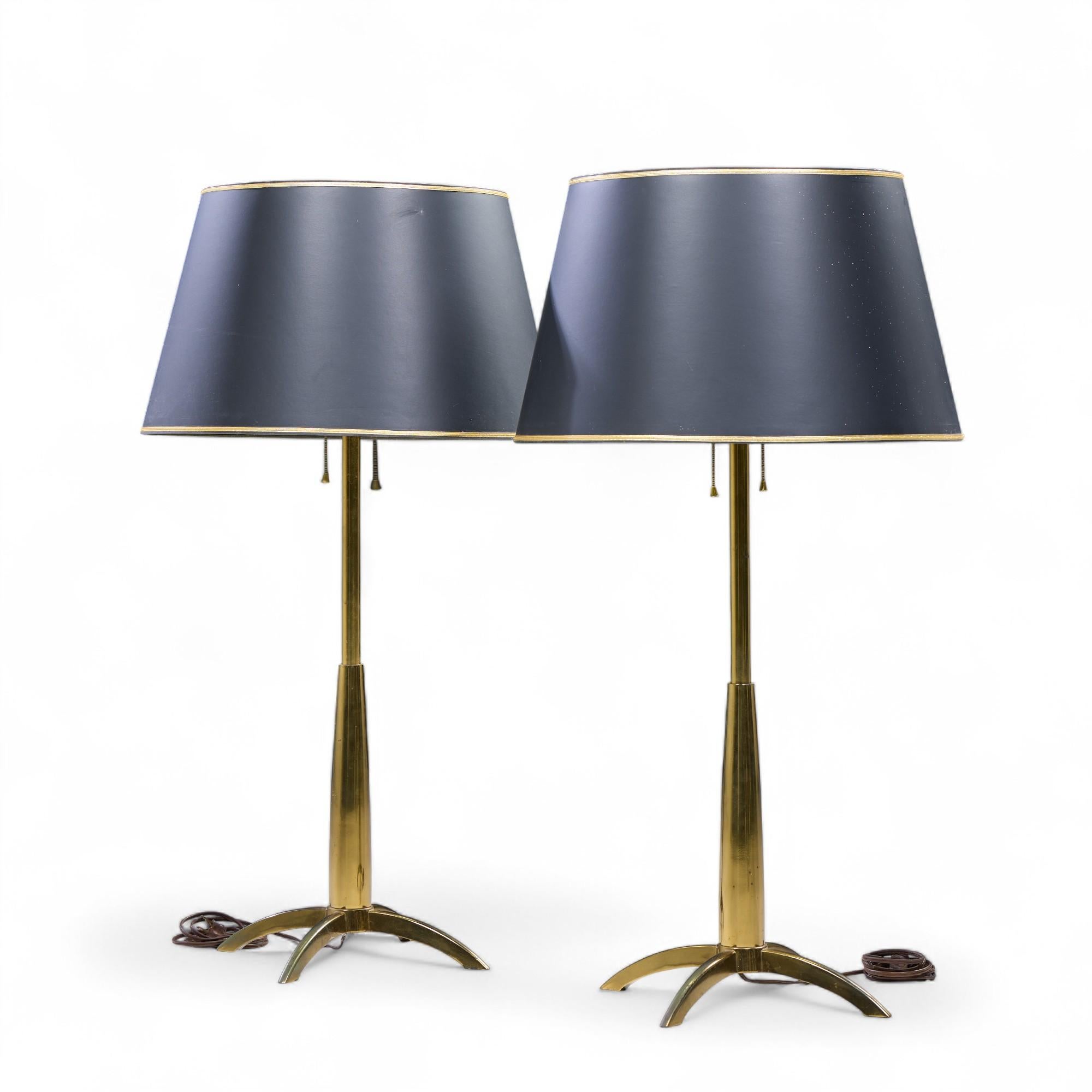 Mid-Century Modern Gerald Thurston for Stiffel Mid Century Brass Rocket Table Lamp - Pair For Sale