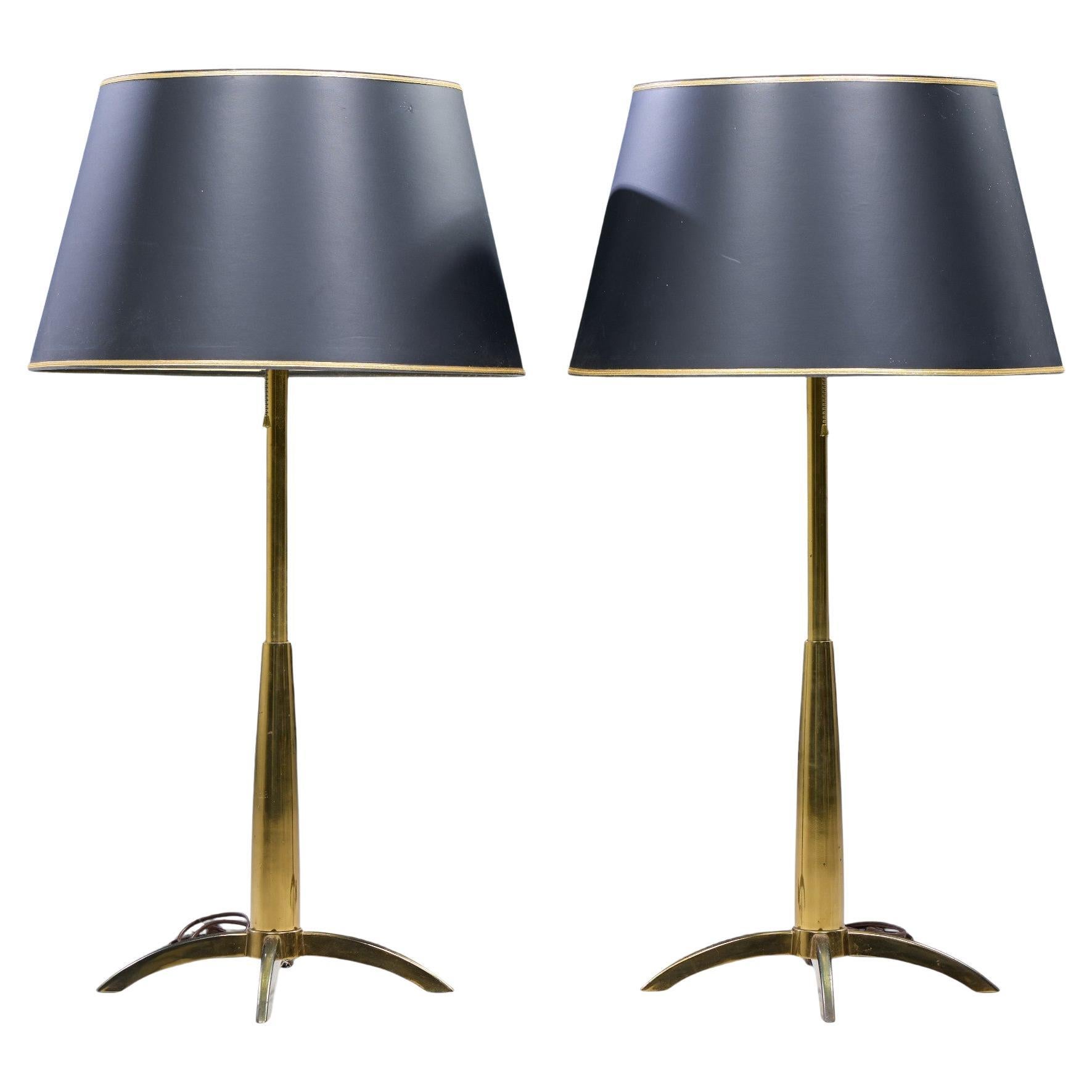 Gerald Thurston for Stiffel Mid Century Brass Rocket Table Lamp - Pair For Sale
