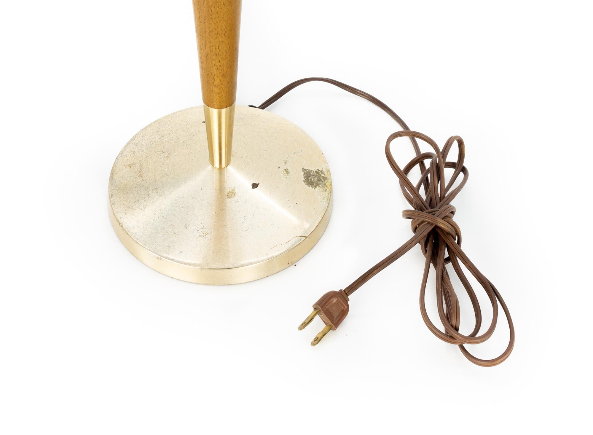 Metal Gerald Thurston for Stiffel Mid Century Teak Table Lamp For Sale