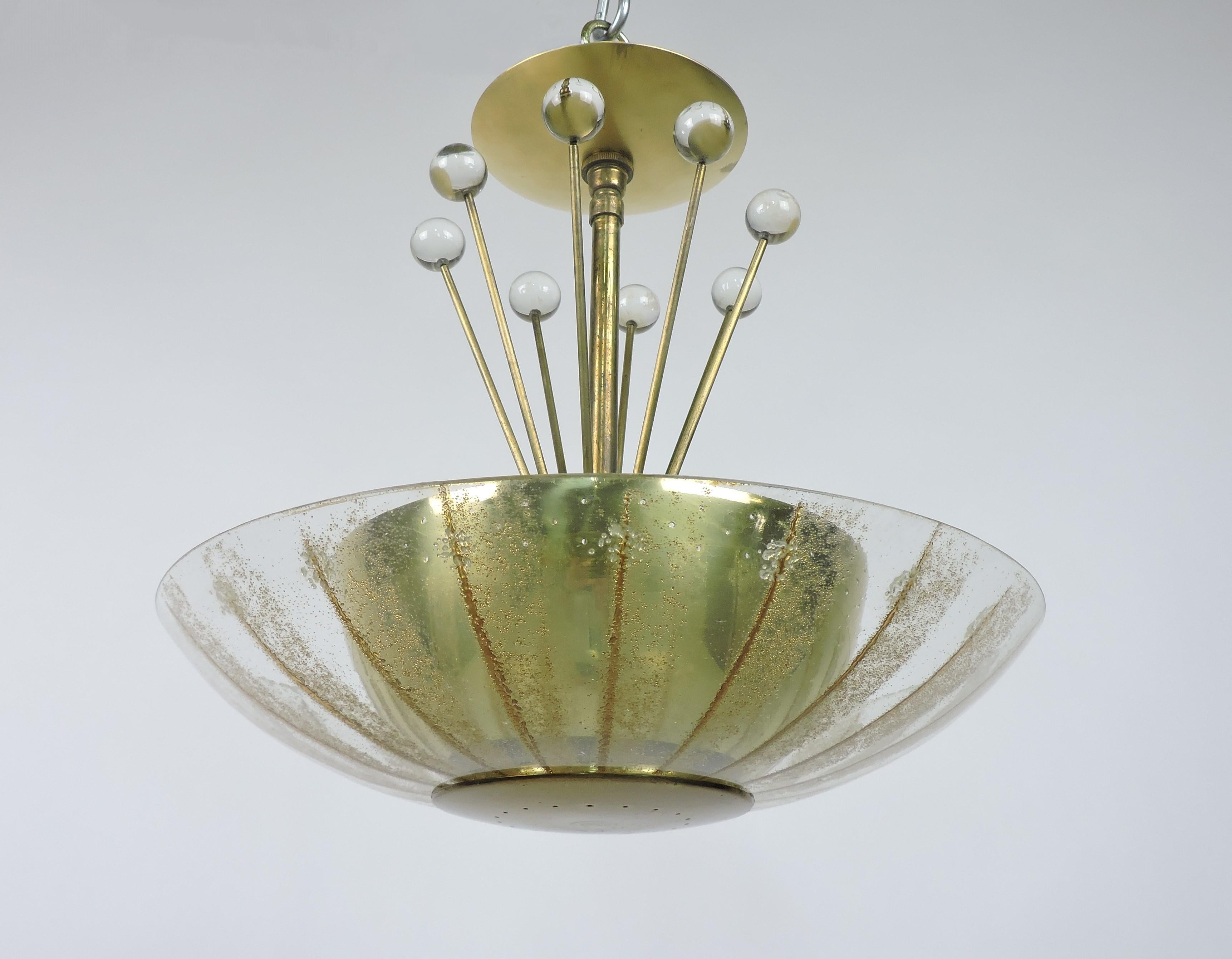 Gerald Thurston Mid Century Modern Claremont Glass Pendant Light for Lightolier 5