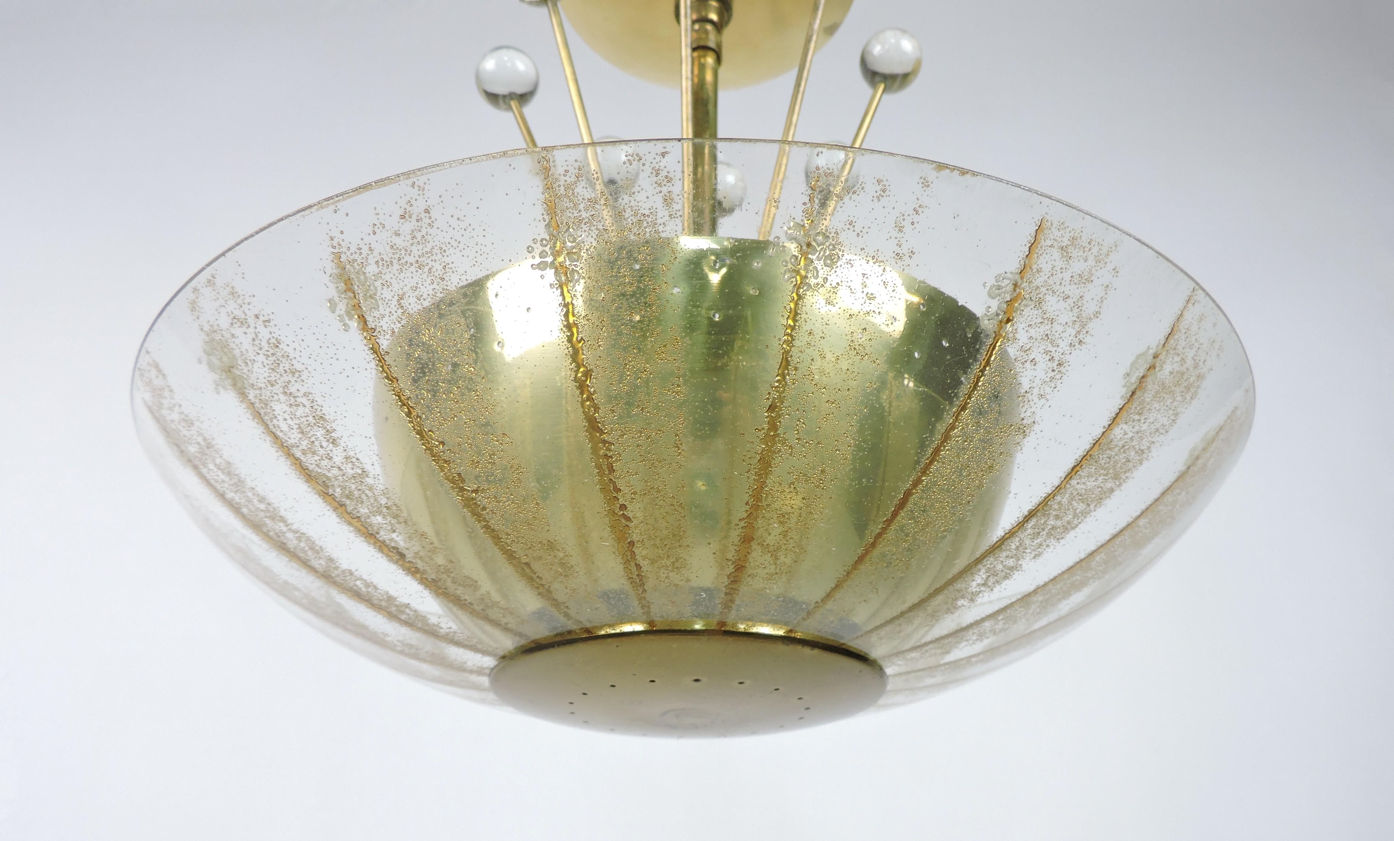 American Gerald Thurston Mid Century Modern Claremont Glass Pendant Light for Lightolier