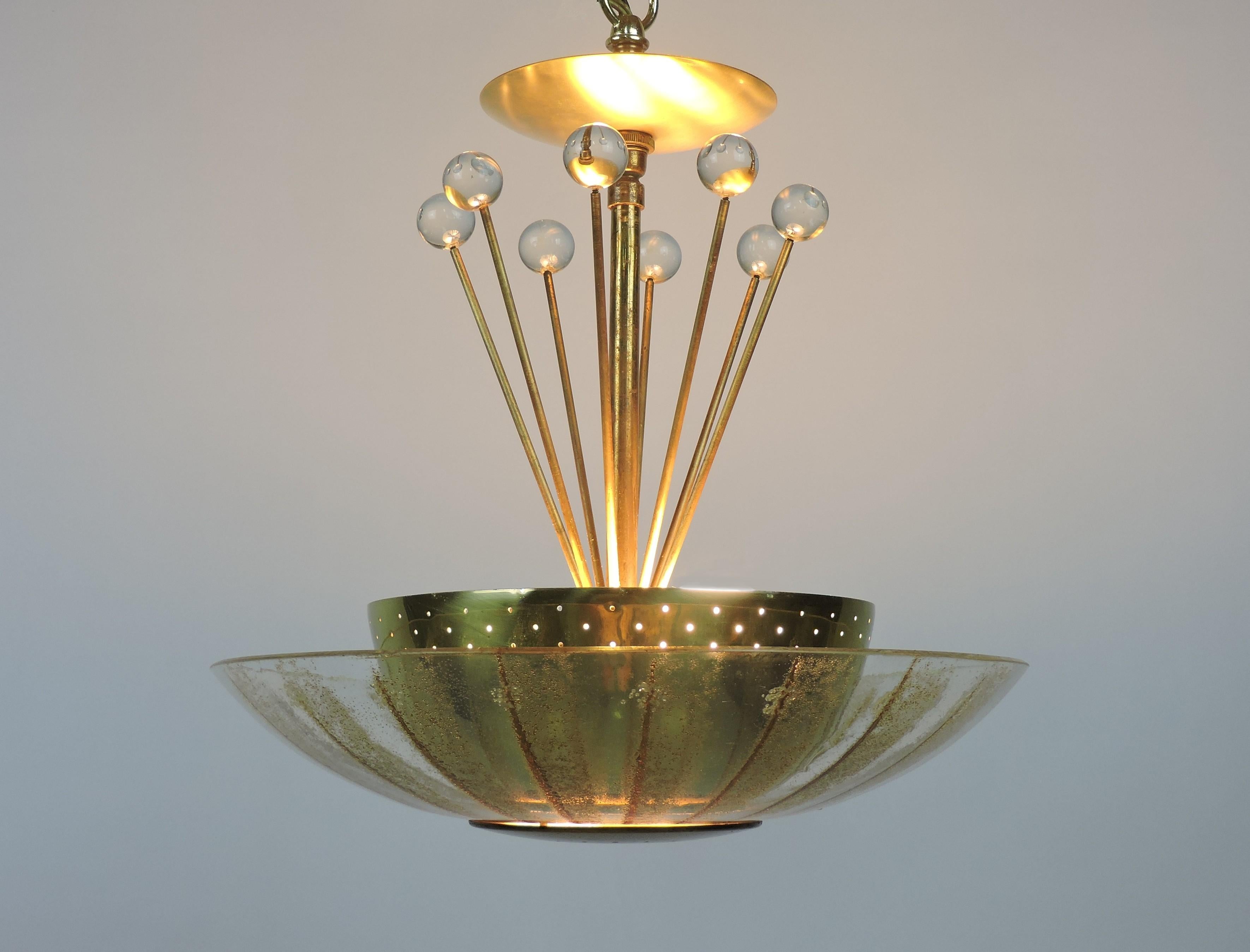 Gerald Thurston Mid Century Modern Claremont Glass Pendant Light for Lightolier In Good Condition In Chesterfield, NJ
