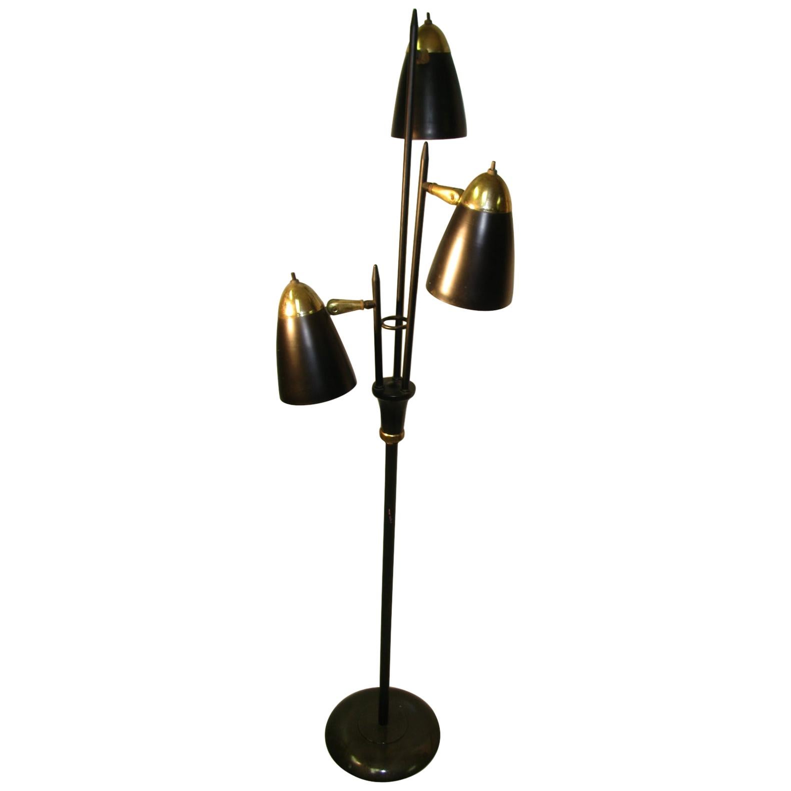 Gerald Thurston Mid-Century Modern Three Way Floor Lamp Lightolier