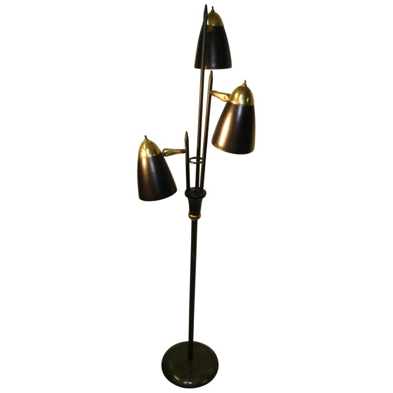 Gerald Thurston MidCentury Modern Three Way Floor Lamp Lightolier at