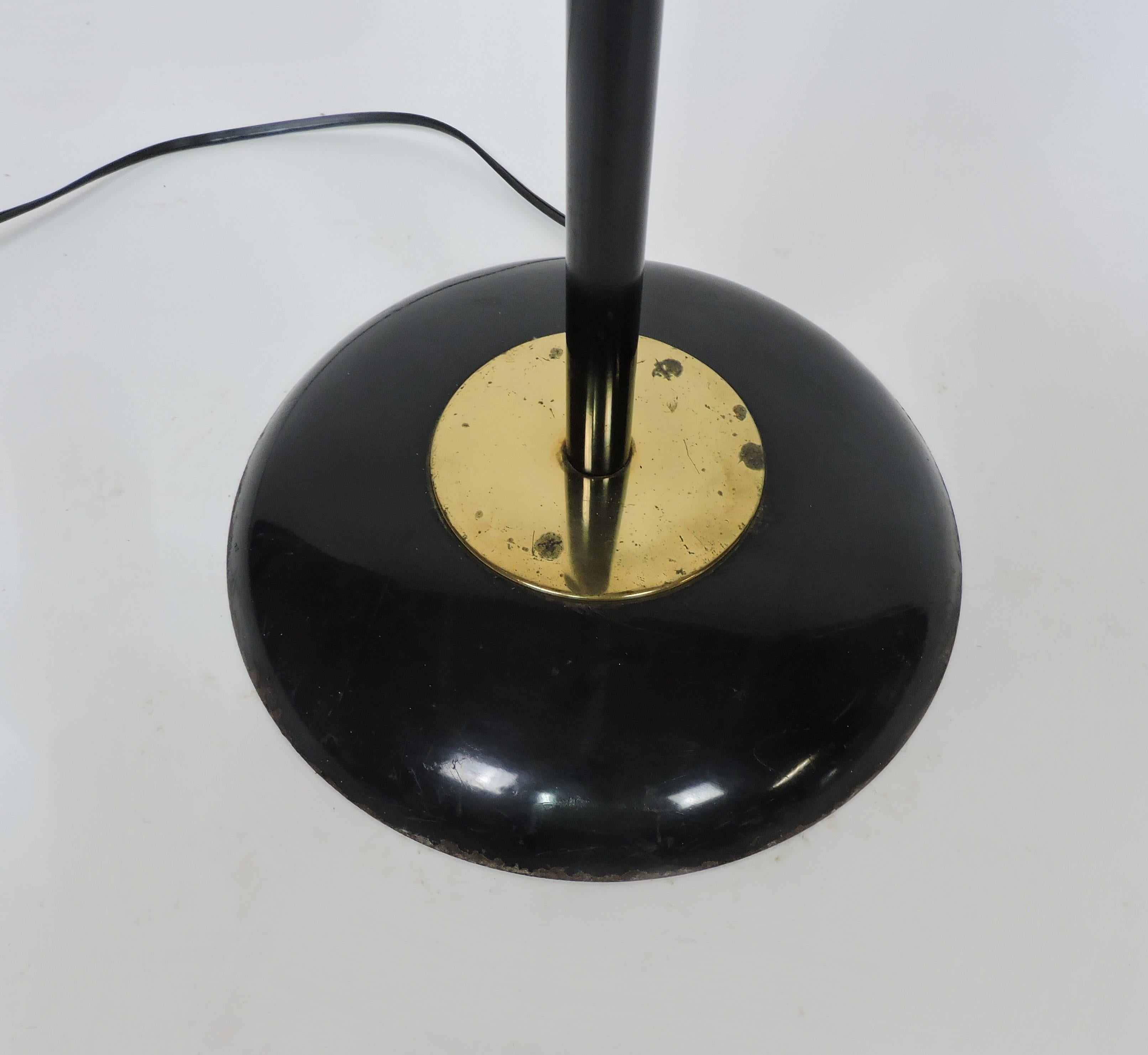 Gerald Thurston Mid Century Modern Triannale Adjustable Floor Lamp Black Brass 5