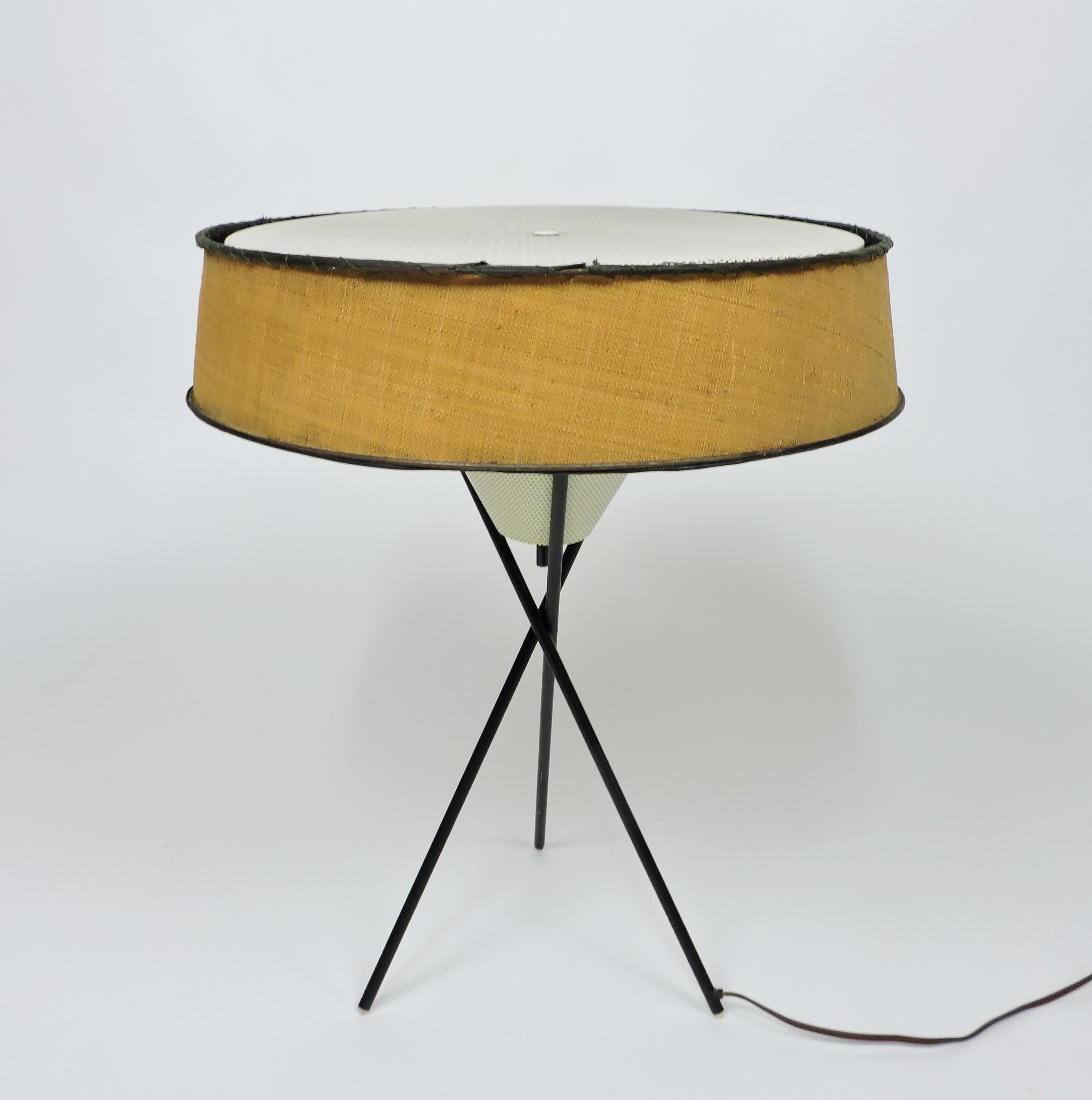 American Gerald Thurston Mid Century Modern Tripod Table Lamp for Lightolier For Sale