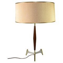 Gerald Thurston Mid Century Modern Walnut & Brass Lamp Tripod Base