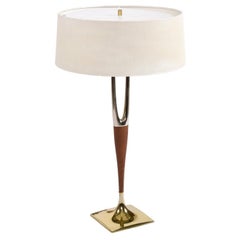 Vintage Gerald Thurston Mid-Century Modern Wishbone Lamp with Laurel Shade