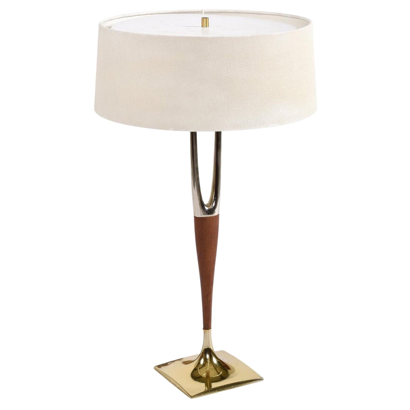 Lampada Wishbone di Gerald Thurston, moderna e di metà secolo, con paralume in alloro in vendita