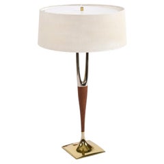 Gerald Thurston Mid-Century Modern Wishbone Lamp with Laurel Shade