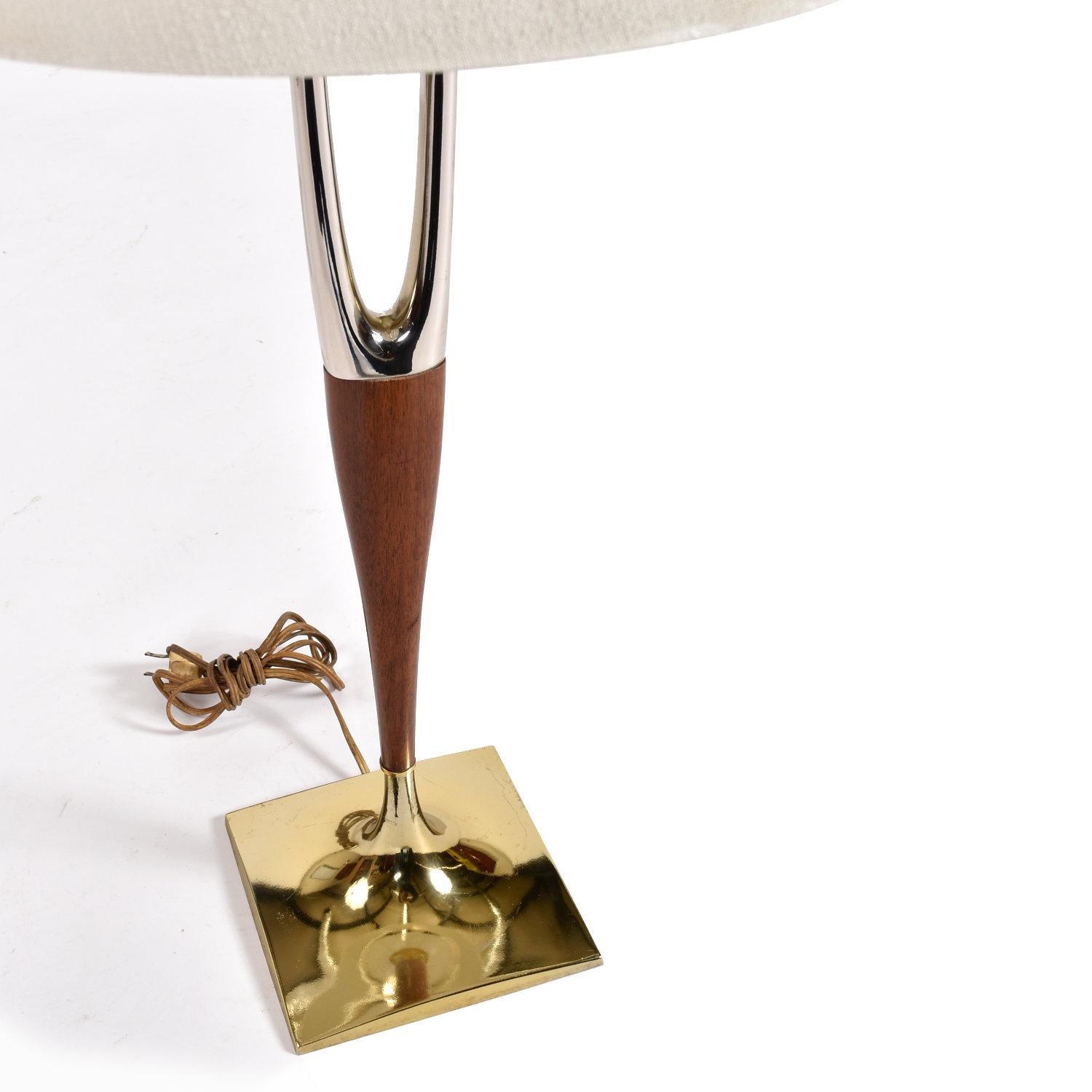Moderne Wishbone-Lampe von Gerald Thurston aus der Mitte des Jahrhunderts mit Original-Schirm im Angebot 3