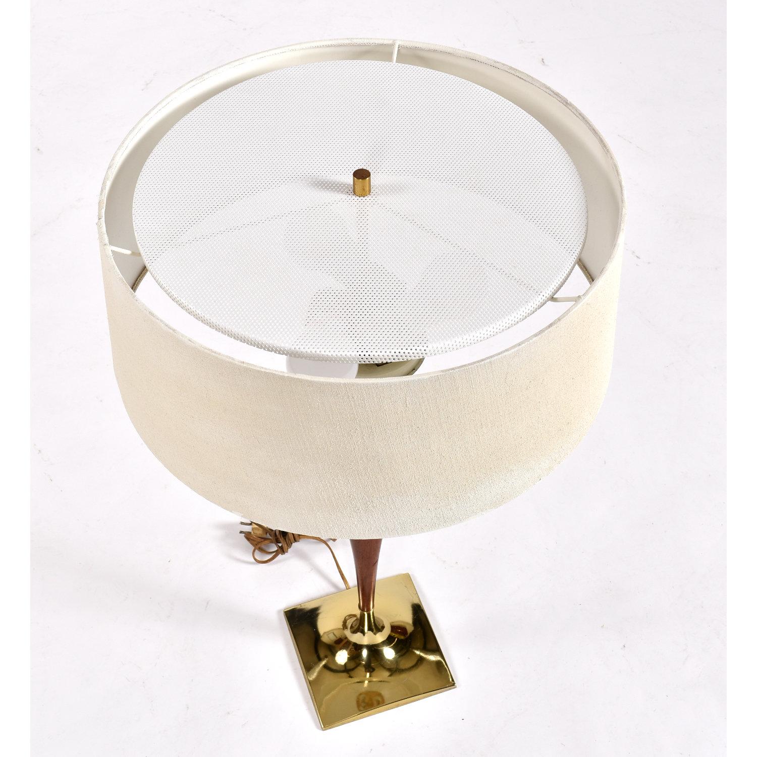 Moderne Wishbone-Lampe von Gerald Thurston aus der Mitte des Jahrhunderts mit Original-Schirm (Moderne der Mitte des Jahrhunderts) im Angebot