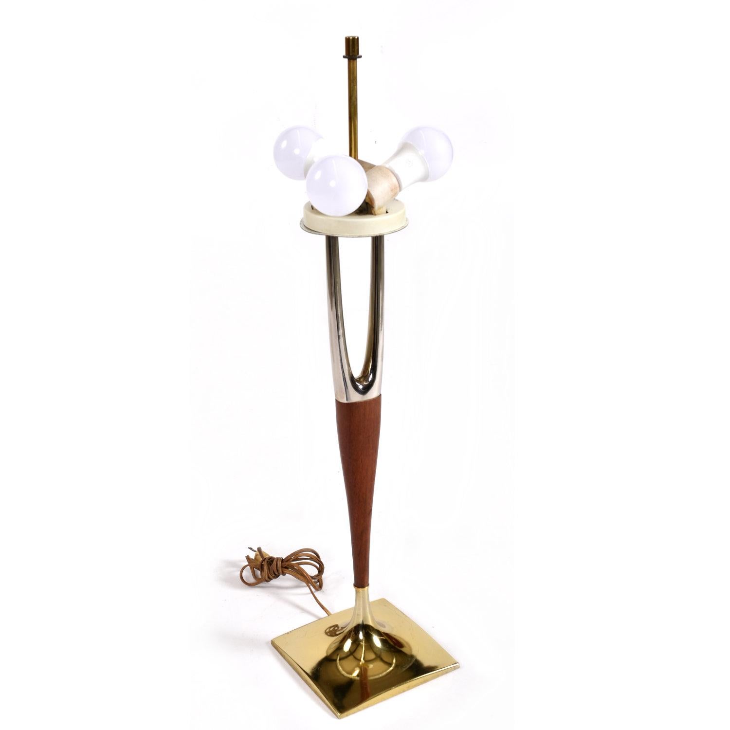 Moderne Wishbone-Lampe von Gerald Thurston aus der Mitte des Jahrhunderts mit Original-Schirm (Metall) im Angebot
