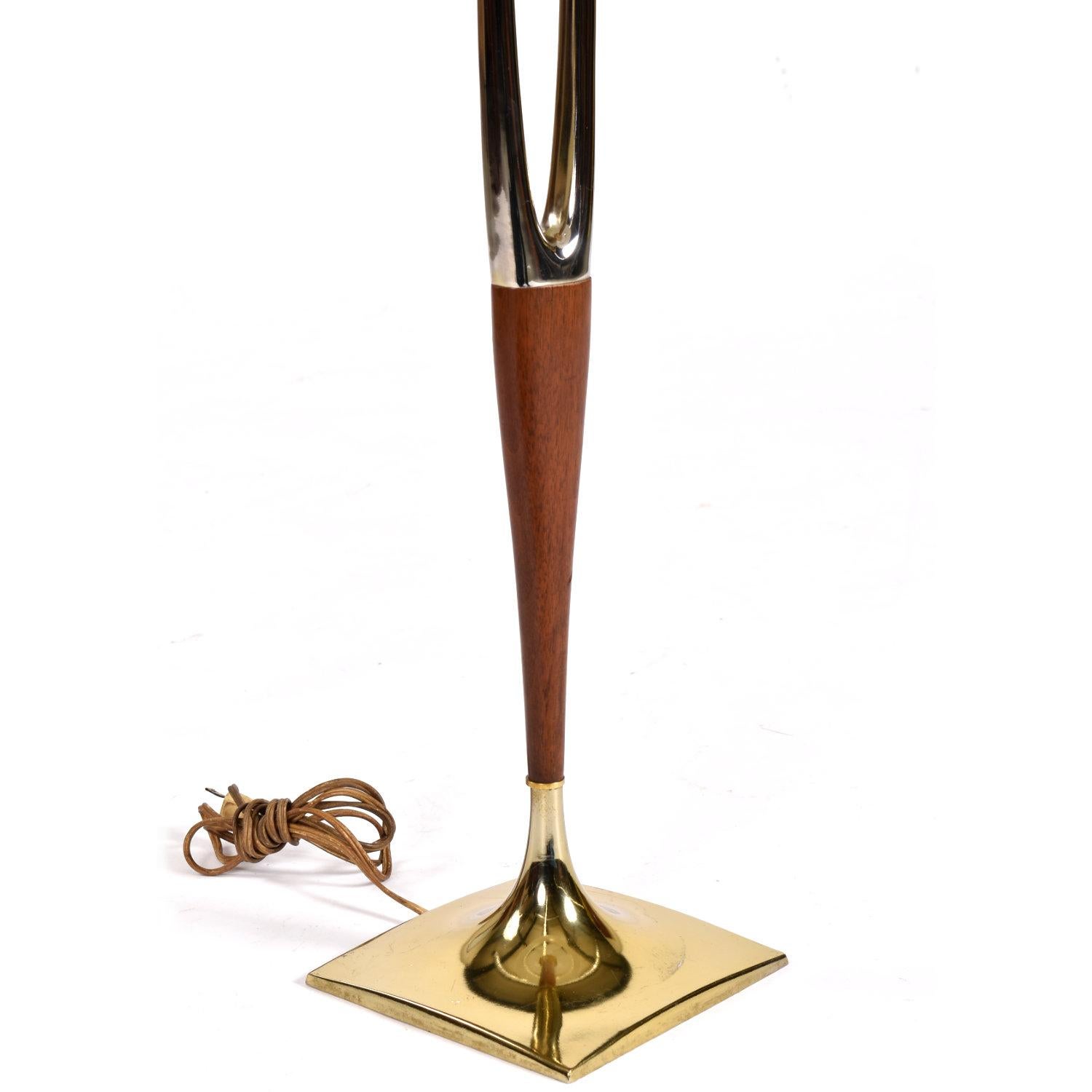 Moderne Wishbone-Lampe von Gerald Thurston aus der Mitte des Jahrhunderts mit Original-Schirm im Angebot 1