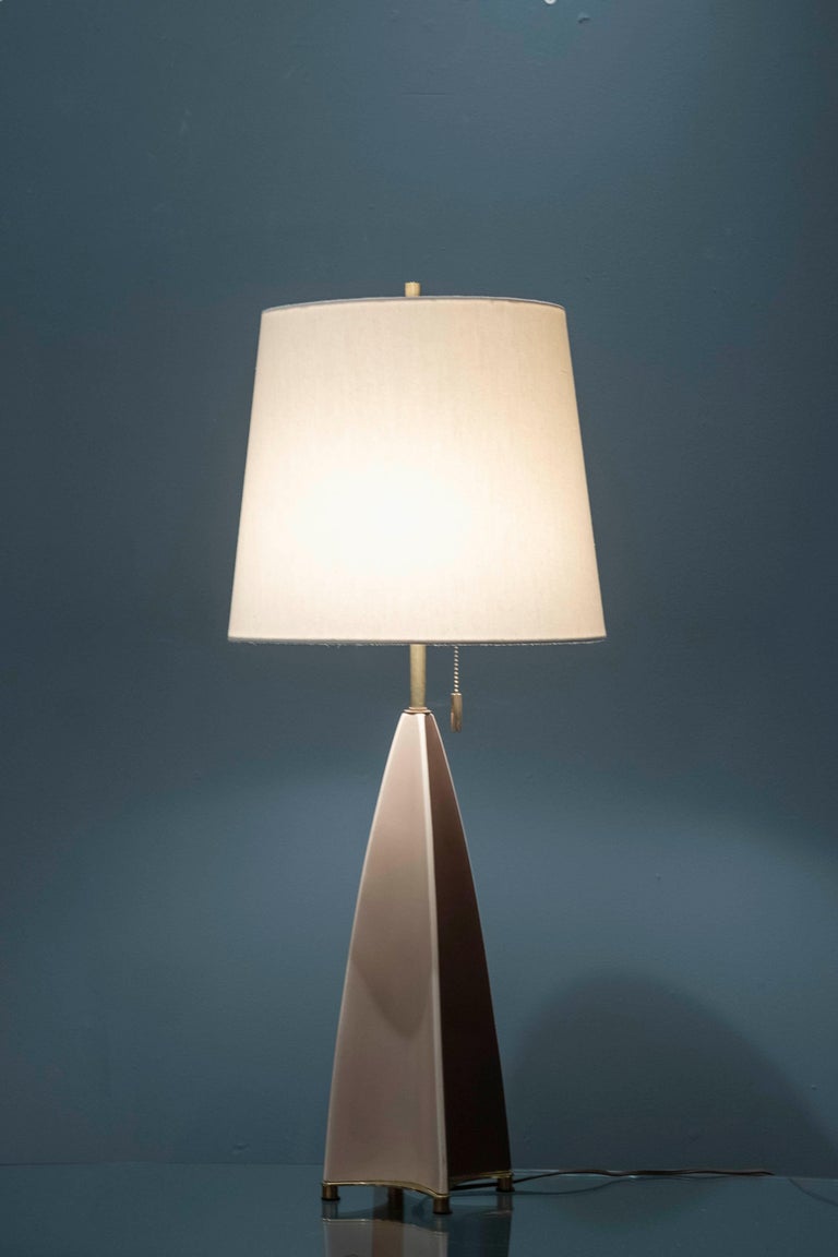 Brass Gerald Thurston Parabolic Fin Lamp for Lightolier For Sale