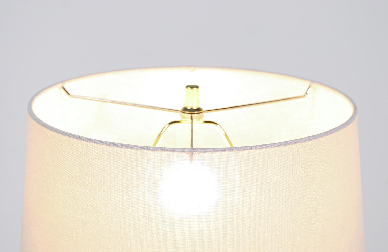 Mid-20th Century Gerald Thurston Sculpted Brass & Walnut Tripod Table Lamp