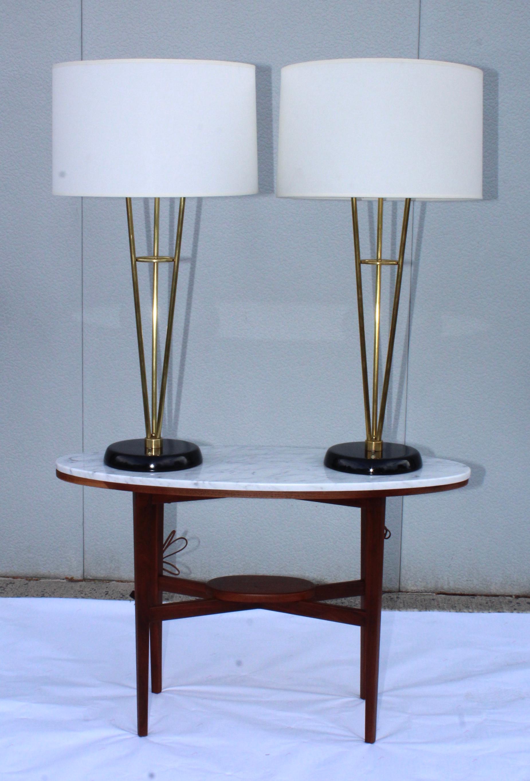 American Gerald Thurston Style Brass Table Lamps For Sale