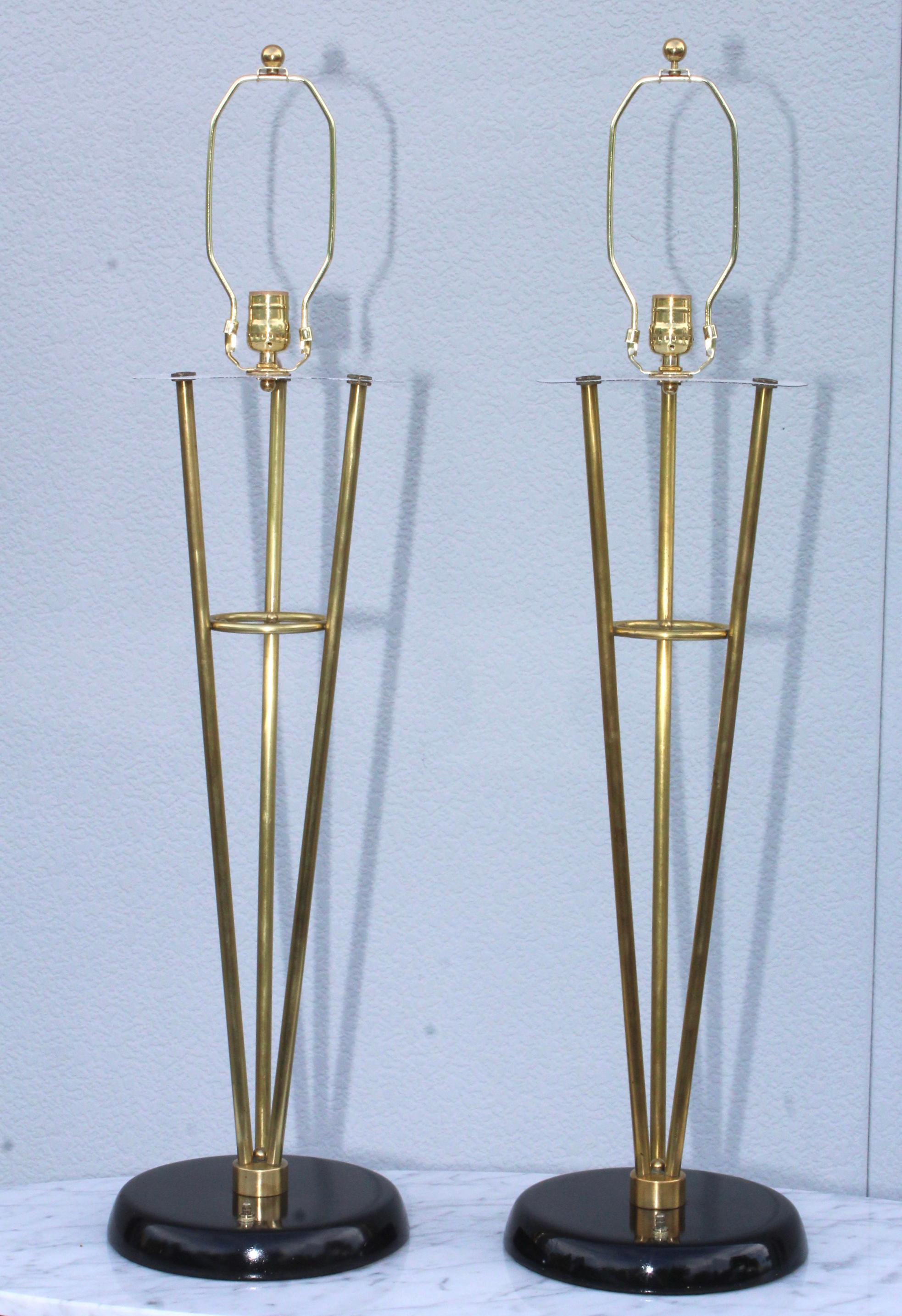 Gerald Thurston Style Brass Table Lamps For Sale 1