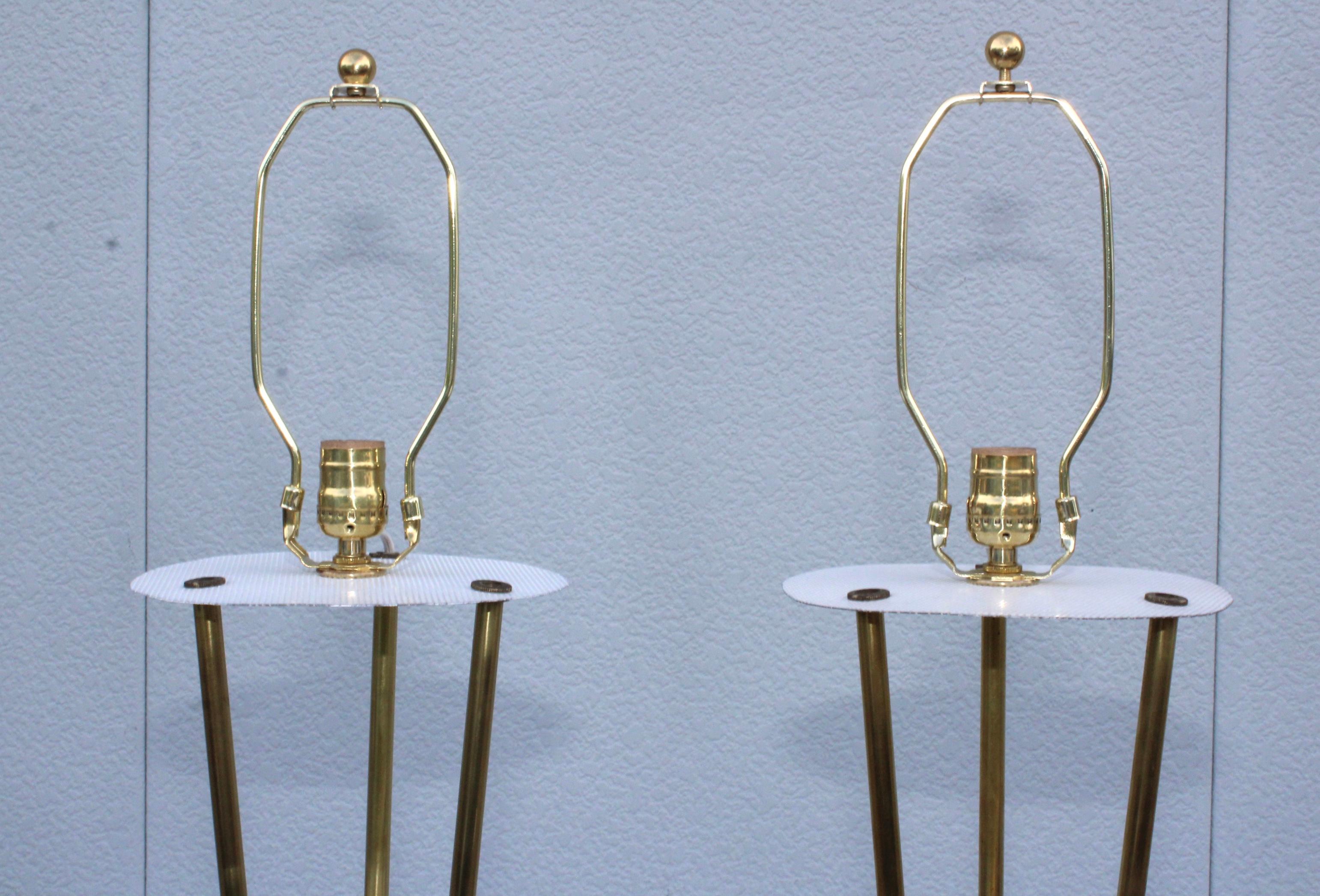 Gerald Thurston Style Brass Table Lamps For Sale 2