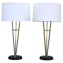 Lampes de table en laiton style Gerald Thurston