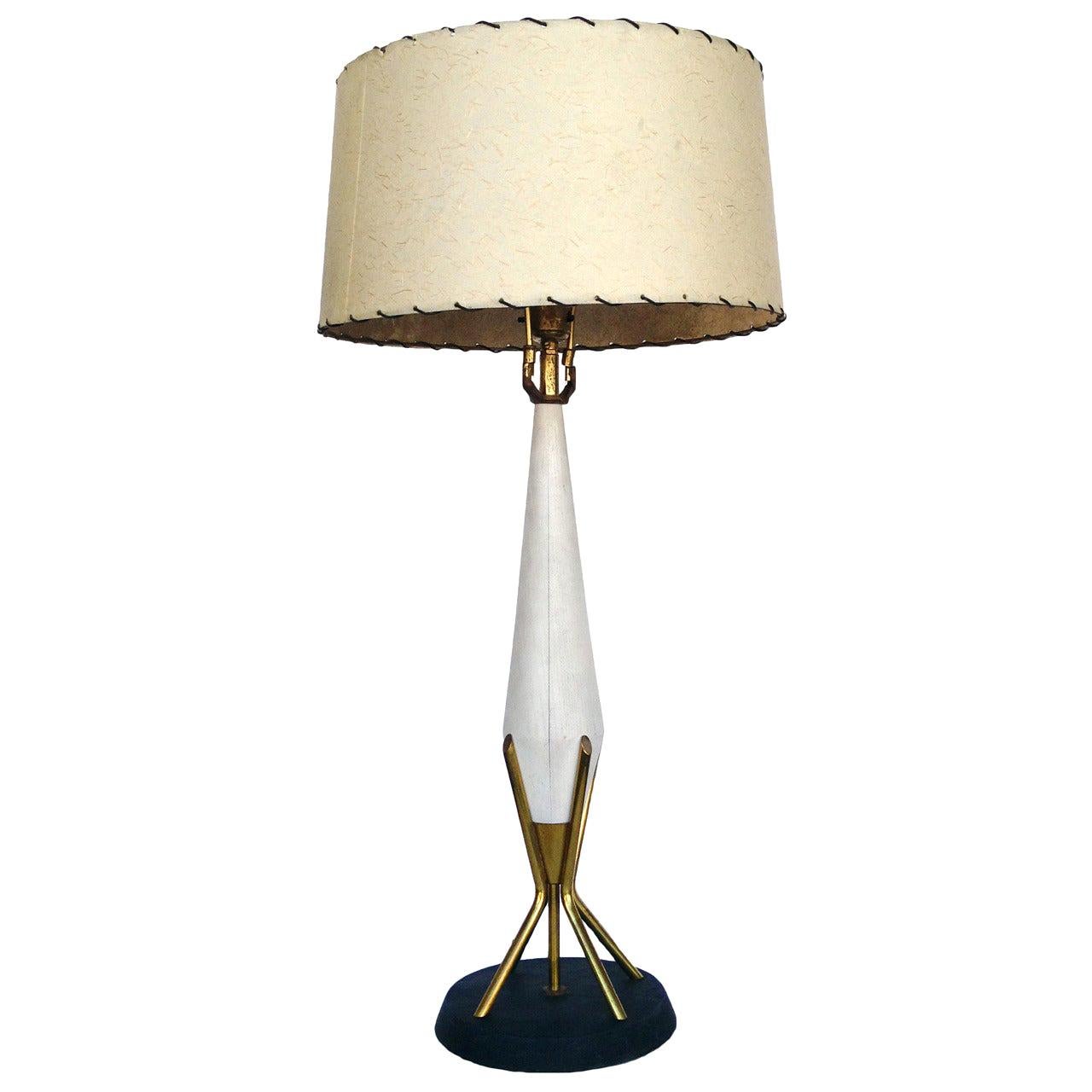Gerald Thurston Style Sculpted Table Lamp with Brass Base